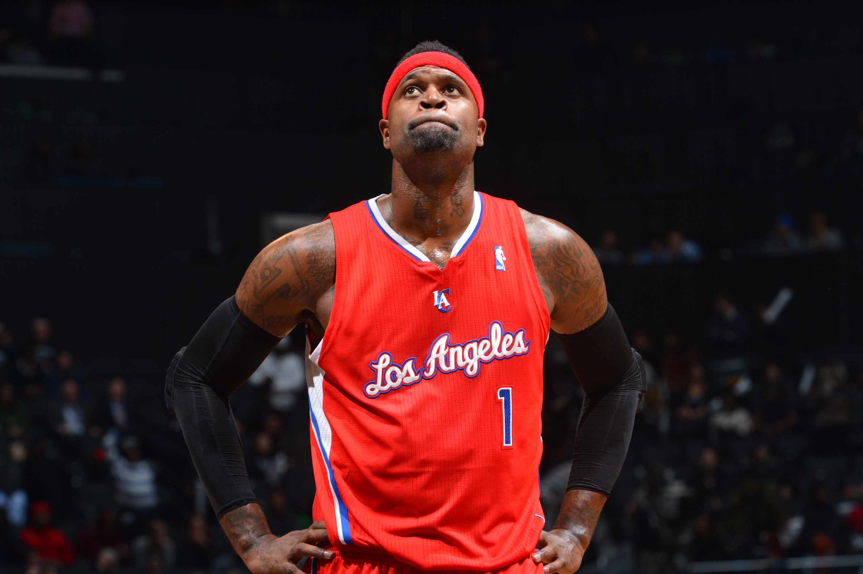 BROOKLYN, NY - DECEMBER 12: Stephen Jackson #1 of the Los Angeles Clippers looks on against the Brooklyn Nets on December 12, 2013 at the Barclays Center in Brooklyn, New York. NOTE TO USER: User expressly acknowledges and agrees that, by downloading and or using this photograph, User is consenting to the terms and conditions of the Getty Images License Agreement. Mandatory Copyright Notice: Copyright 2013 NBAE (Photo by Jesse D. Garrabrant/NBAE via Getty Images)