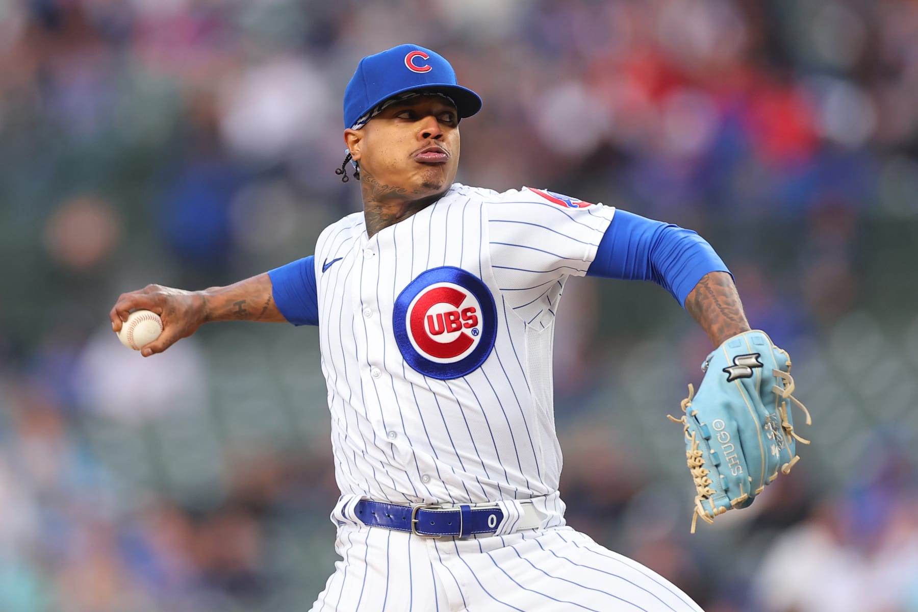 CHICAGO, ILLINOIS - JUNE 15: Marcus Stroman #0 of the Chicago Cubs delivers a pitch during the third inning against the Pittsburgh Pirates at Wrigley Field on June 15, 2023 in Chicago, Illinois. (Photo by Michael Reaves/Getty Images)