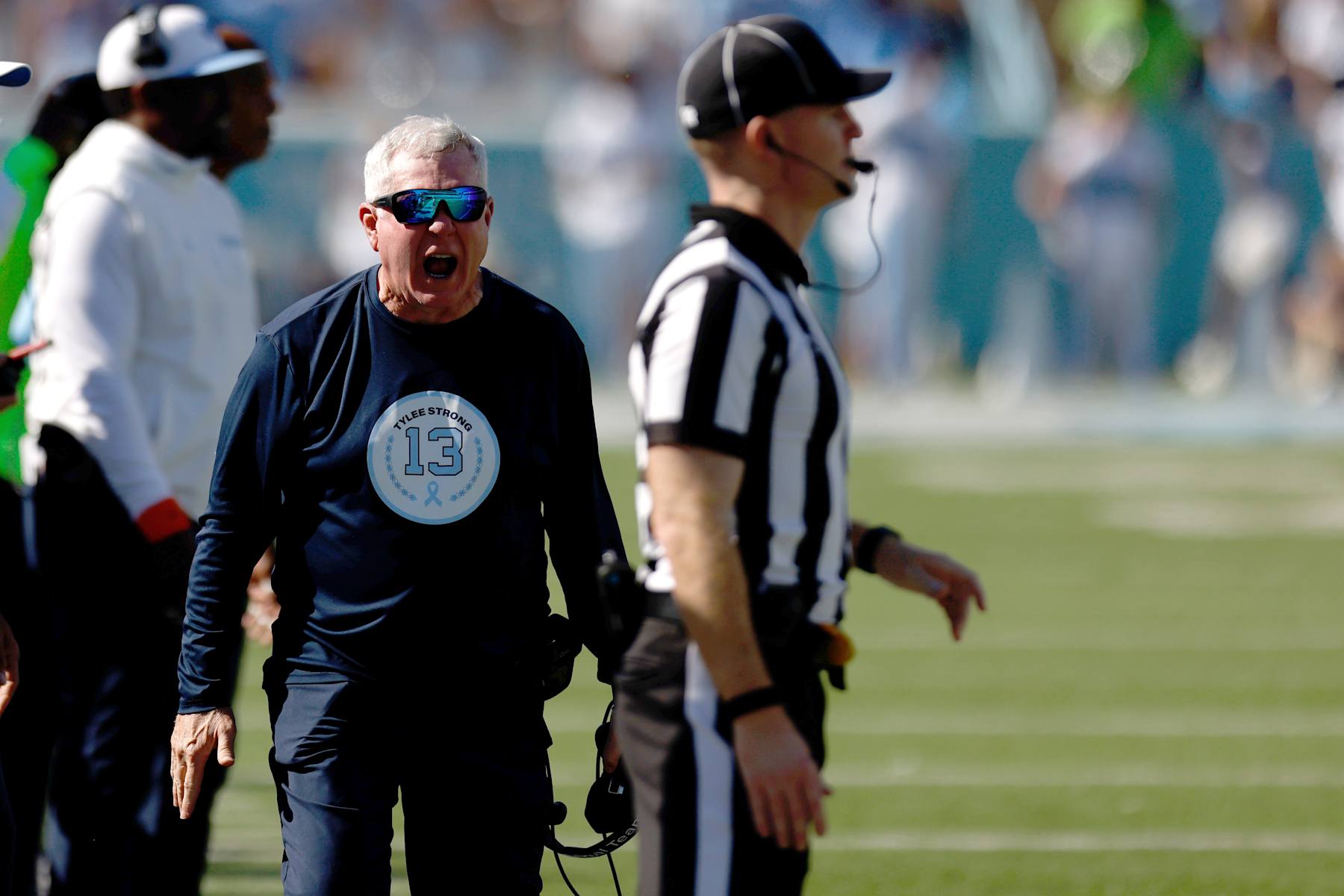 Head coach Mack Brown of the North Carolina Tar Heels