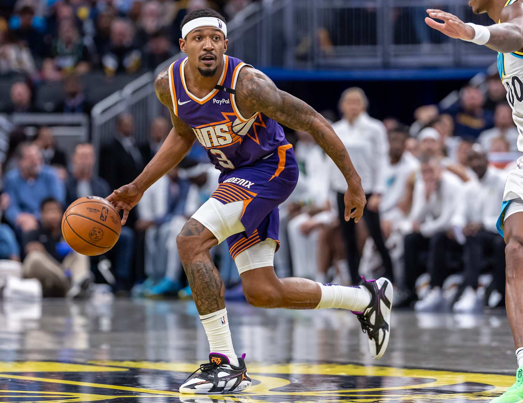INDIANAPOLIS, INDIANA - JANUARY 4: Bradley Beal #3 of the Phoenix Suns is seen during the game against the Indiana Pacers at Gainbridge Fieldhouse on January 4, 2025 in Indianapolis, Indiana. NOTE TO USER: User expressly acknowledges and agrees that, by downloading and or using this photograph, User is consenting to the terms and conditions of the Getty Images License Agreement. (Photo by Michael Hickey/Getty Images) INDIANAPOLIS, INDIANA - JANUARY 4: Bradley Beal #3 of the Phoenix Suns is seen during the game against the Indiana Pacers at Gainbridge Fieldhouse on January 4, 2025 in Indianapolis, Indiana. NOTE TO USER: User expressly acknowledges and agrees that, by downloading and or using this photograph, User is consenting to the terms and conditions of the Getty Images License Agreement. (Photo by Michael Hickey/Getty Images)