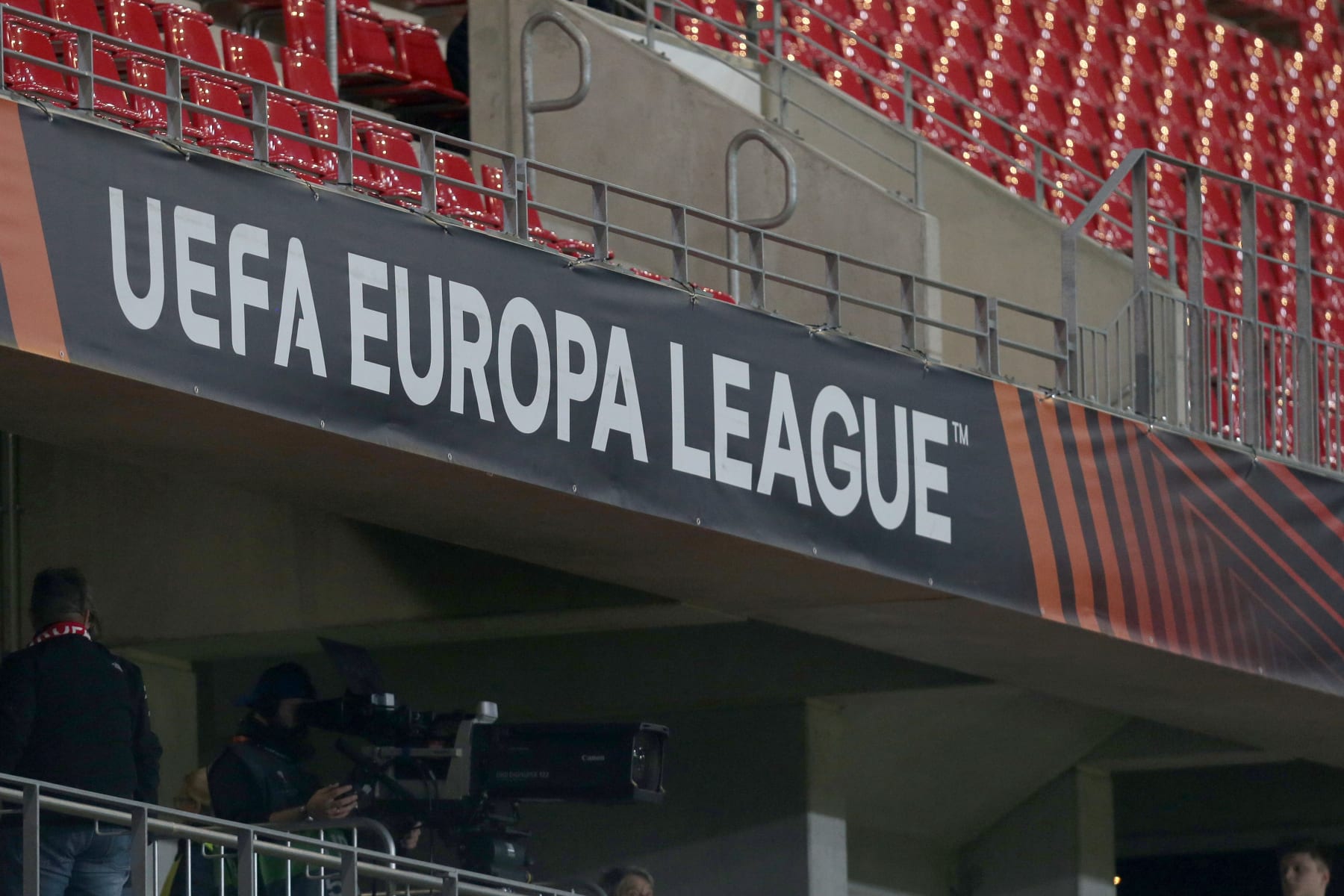 FREIBURG IM BREISGAU, GERMANY - OCTOBER 06: . UEFA Europa League logo prior to the UEFA Europa League group G match between Sport-Club Freiburg and FC Nantes at Europa-Park Stadion on October 6, 2022 in Freiburg im Breisgau, Germany. (Photo by Harry Langer/DeFodi Images via Getty Images)