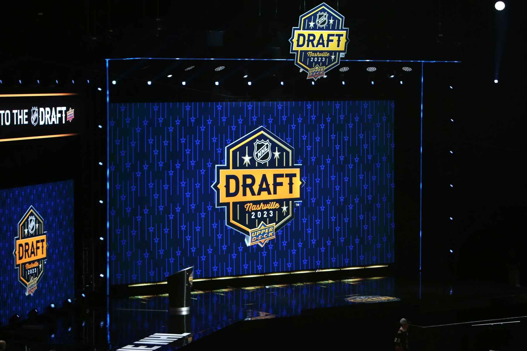 NASHVILLE, TN - JUNE 28: The stage of the Upper Deck NHL Draft, June 28, 2023 at Bridgestone Arena in Nashville, Tennessee. (Photo by Matthew Maxey/Icon Sportswire via Getty Images)
