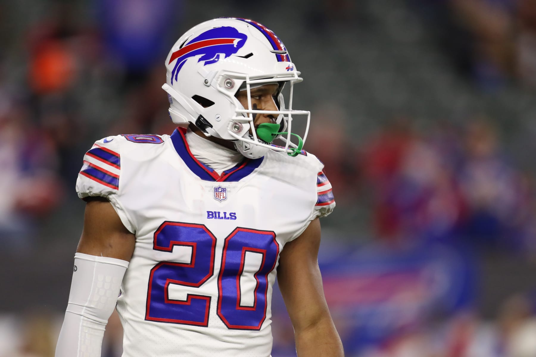CINCINNATI, OH - JANUARY 02: Buffalo Bills running back Nyheim Hines (20) warms up before the game against the Buffalo Bills and the Cincinnati Bengals on January 2, 2023, at Paycor Stadium in Cincinnati, OH. (Photo by Ian Johnson/Icon Sportswire via Getty Images)