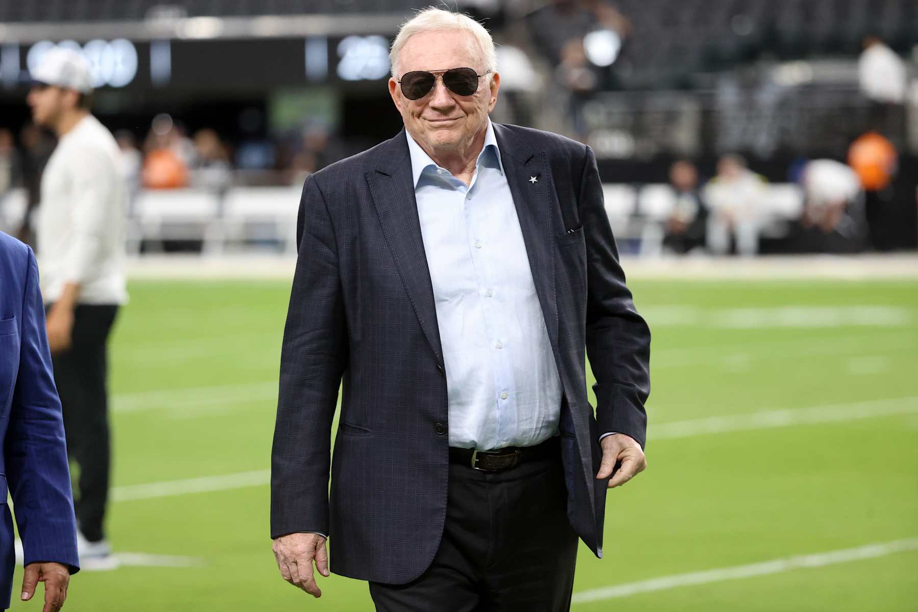 LAS VEGAS, NEVADA - AUGUST 17: Dallas Cowboys owner Jerry Jones looks on prior to a preseason game against the Las Vegas Raiders at Allegiant Stadium on August 17, 2024 in Las Vegas, Nevada.  (Photo by Ian Maule/Getty Images)