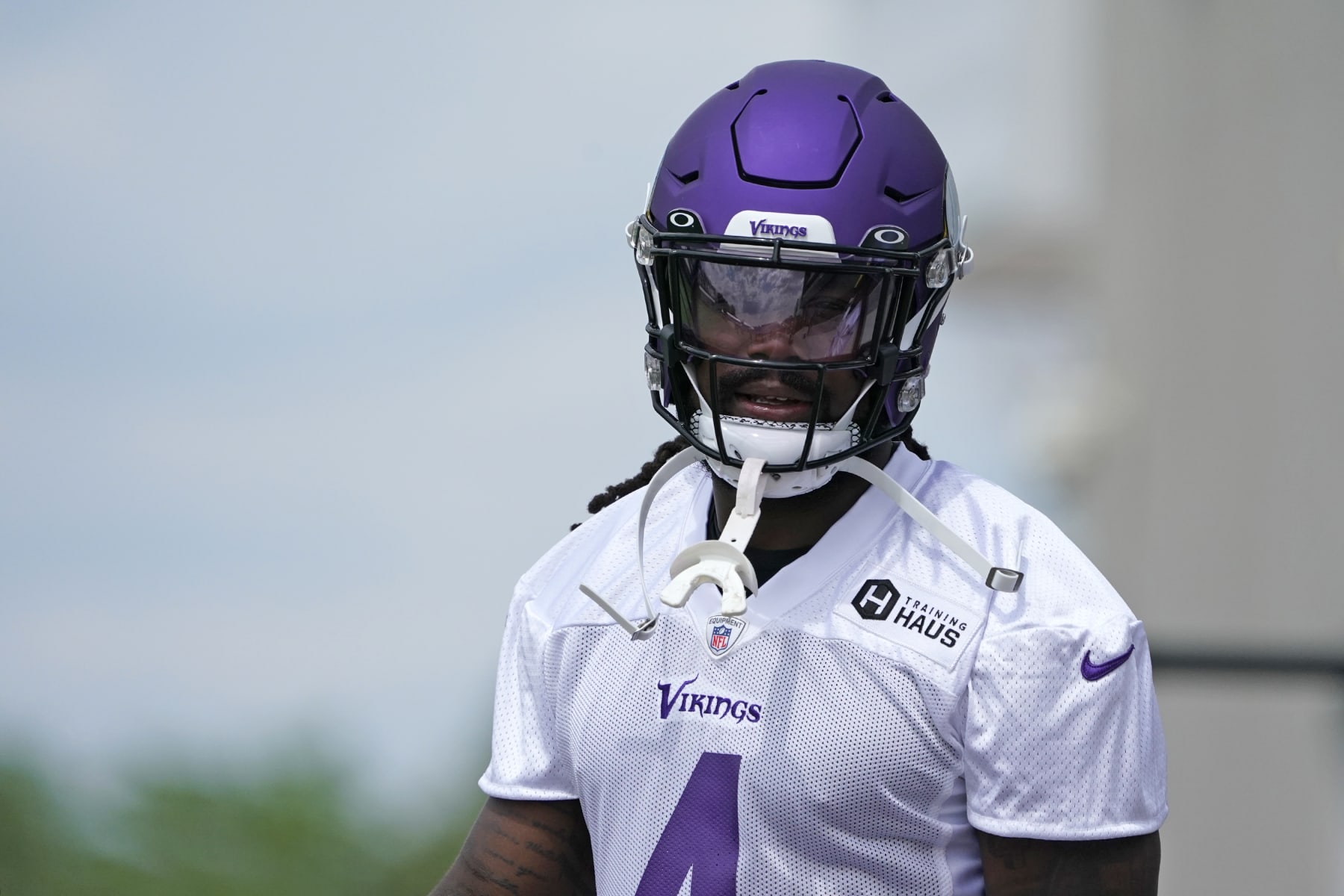 EAGAN, MN - JULY 27: Minnesota Vikings running back Dalvin Cook (4) takes the field during the first day of Minnesota Vikings Training Camp at TCO Performance Center on July 27, 2022 in Eagan, Minnesota.(Photo by Nick Wosika/Icon Sportswire via Getty Images)