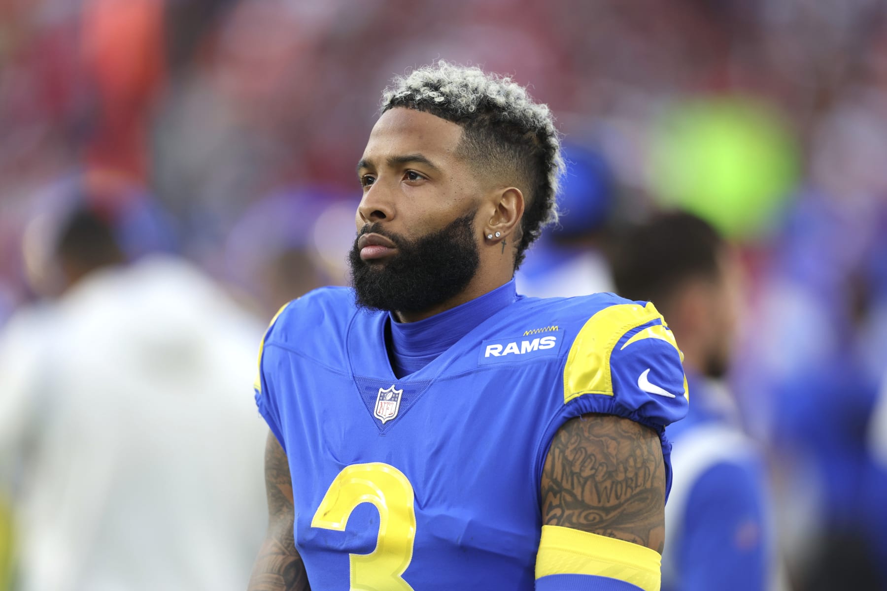 Football: NFL Playoffs: Los Angeles Rams Odell Beckham Jr. (3) during game vs Tampa Bay Buccaneers at Raymond James Stadium. Tampa, FL 1/23/2022 CREDIT: Simon Bruty (Photo by Simon Bruty/Sports Illustrated via Getty Images) (Set Number: X163913 TK1)