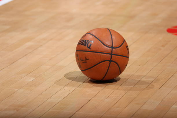 WASHINGTON, DC -  MARCH 30: A generic view of the Spalding NBA Basketball used during the game between the Charlotte Hornets and the Washington Wizards on March 30, 2021 at Capital One Arena in Washington, DC. NOTE TO USER: User expressly acknowledges and agrees that, by downloading and or using this Photograph, user is consenting to the terms and conditions of the Getty Images License Agreement. Mandatory Copyright Notice: Copyright 2021 NBAE (Photo by Ned Dishman/NBAE via Getty Images)