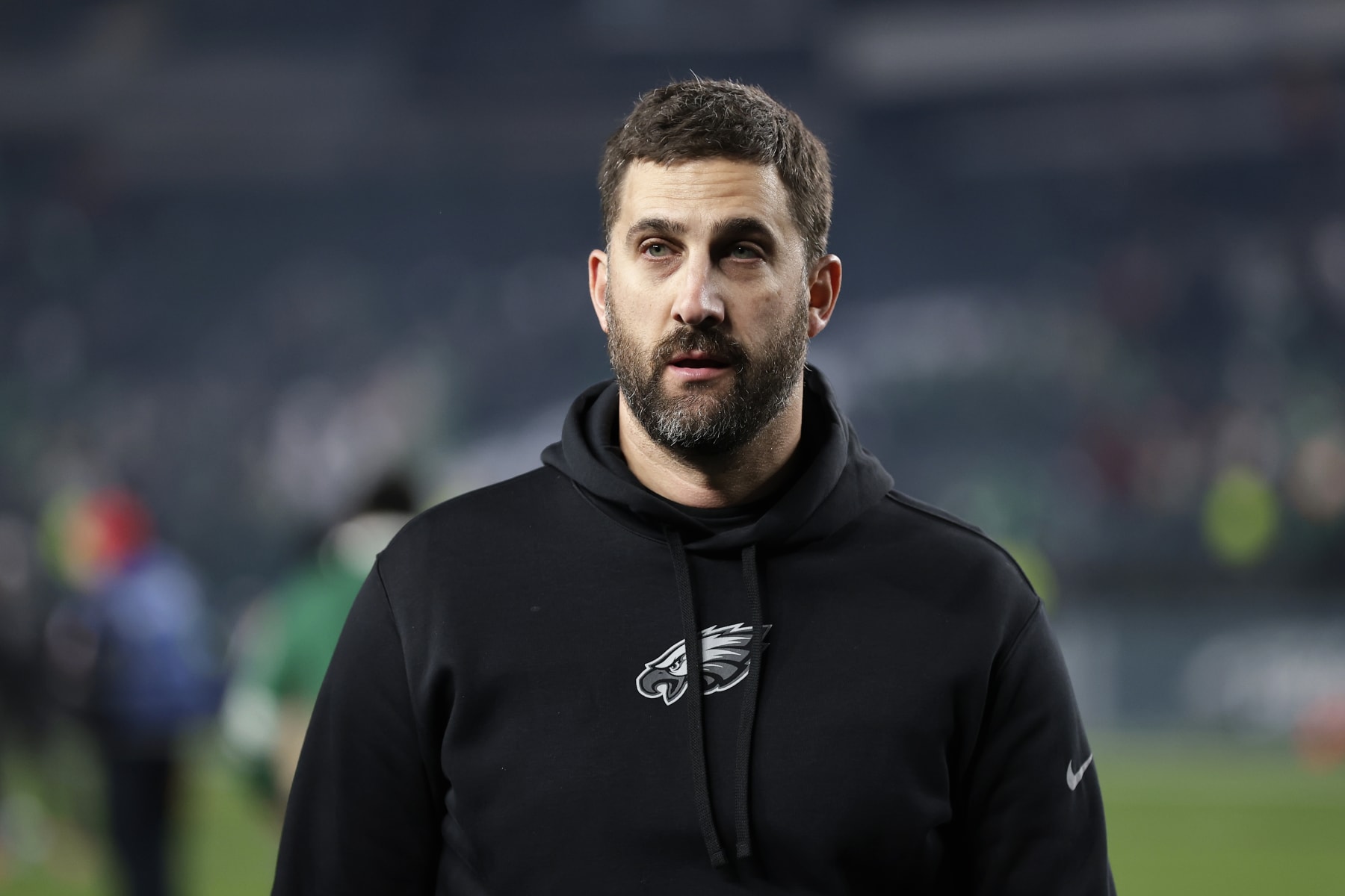 PHILADELPHIA, PENNSYLVANIA - DECEMBER 25: Philadelphia Eagles head coach Nick Sirianni walks off the field against the New York Giants at Lincoln Financial Field on December 25, 2023 in Philadelphia, Pennsylvania. (Photo by Adam Hunger/Getty Images)