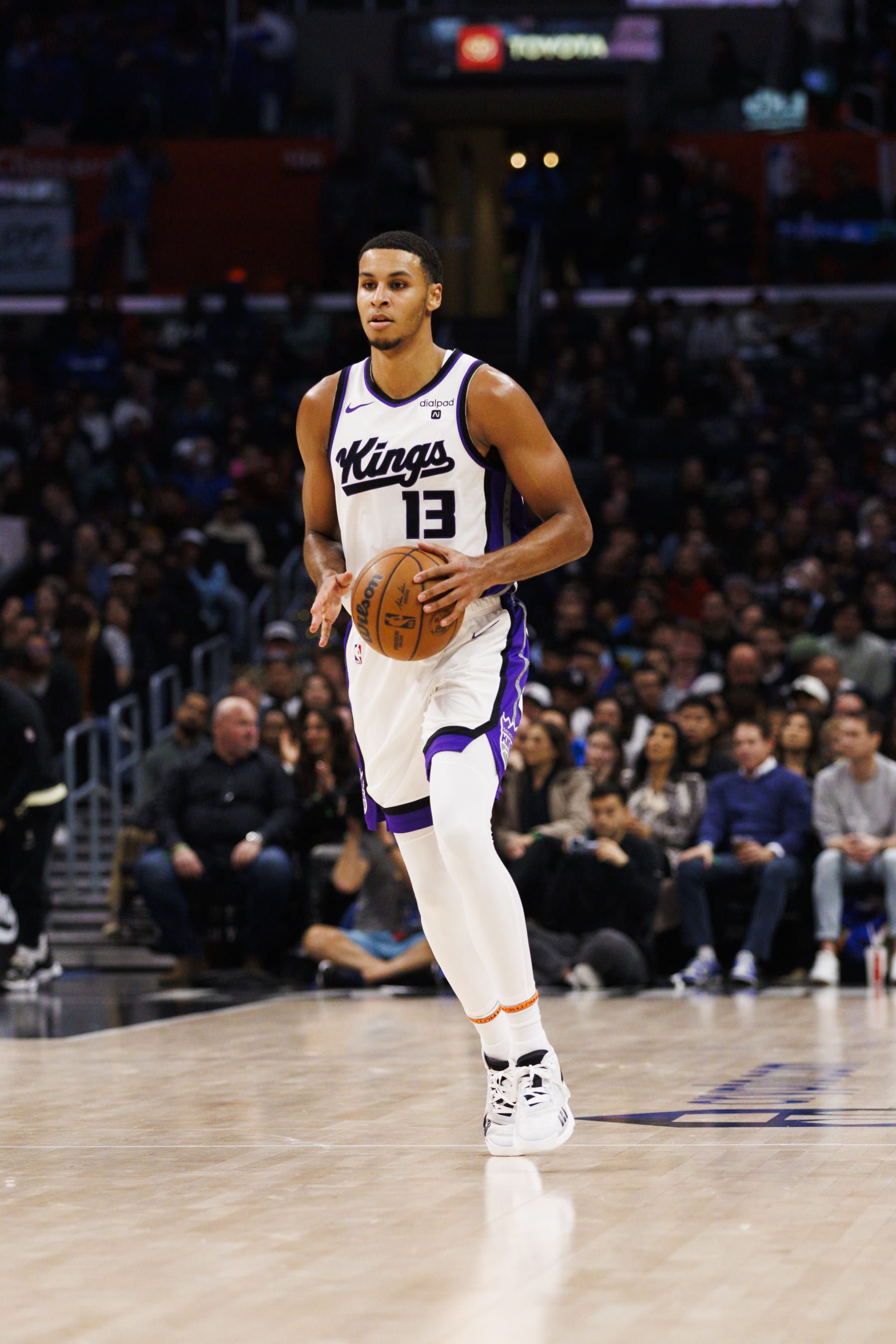 LOS ANGELES, CA - DECEMBER 12: Sacramento Kings forward Keegan Murray (13) dribbles during an NBA basketball game against the LA Clippers on December 12, 2023 at Crypto.com Arena in Los Angeles, CA. (Photo by Ric Tapia/Icon Sportswire via Getty Images) LOS ANGELES, CA - DECEMBER 12: Sacramento Kings forward Keegan Murray (13) dribbles during an NBA basketball game against the LA Clippers on December 12, 2023 at Crypto.com Arena in Los Angeles, CA. (Photo by Ric Tapia/Icon Sportswire via Getty Images)