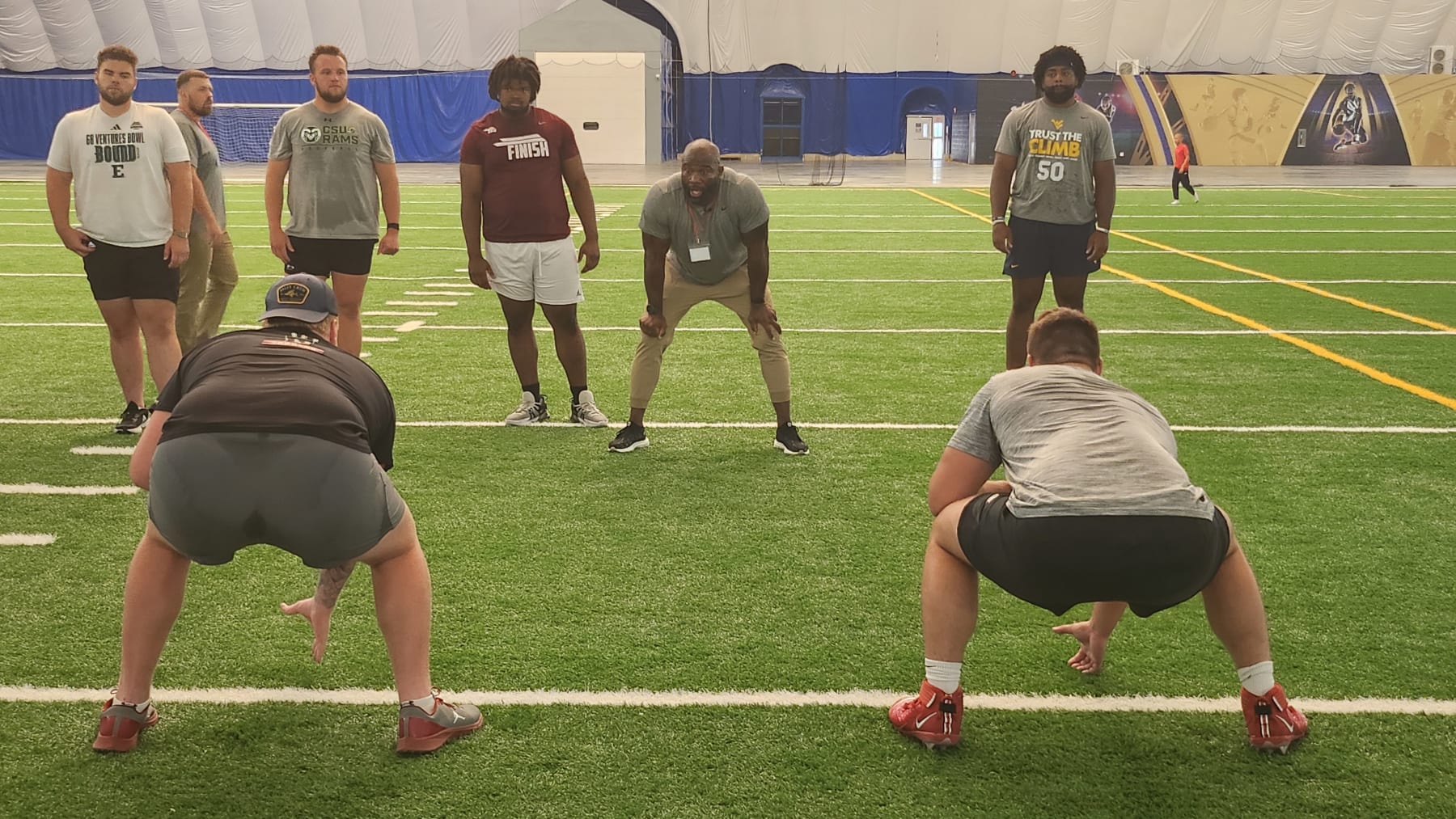 LeCharles Bentley coaching drills at the 2024 Center Summit