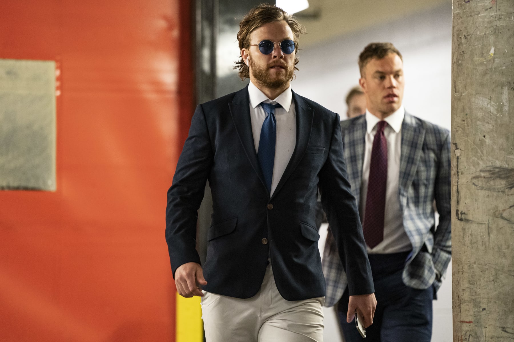 DALLAS, TEXAS - FEBRUARY 14: David Pastrnak #88 of the Boston Bruins arrives before a game against the Dallas Stars at American Airlines Center on February 14, 2023 in Dallas, Texas. (Photo by Sam Hodde/NHLI via Getty Images)