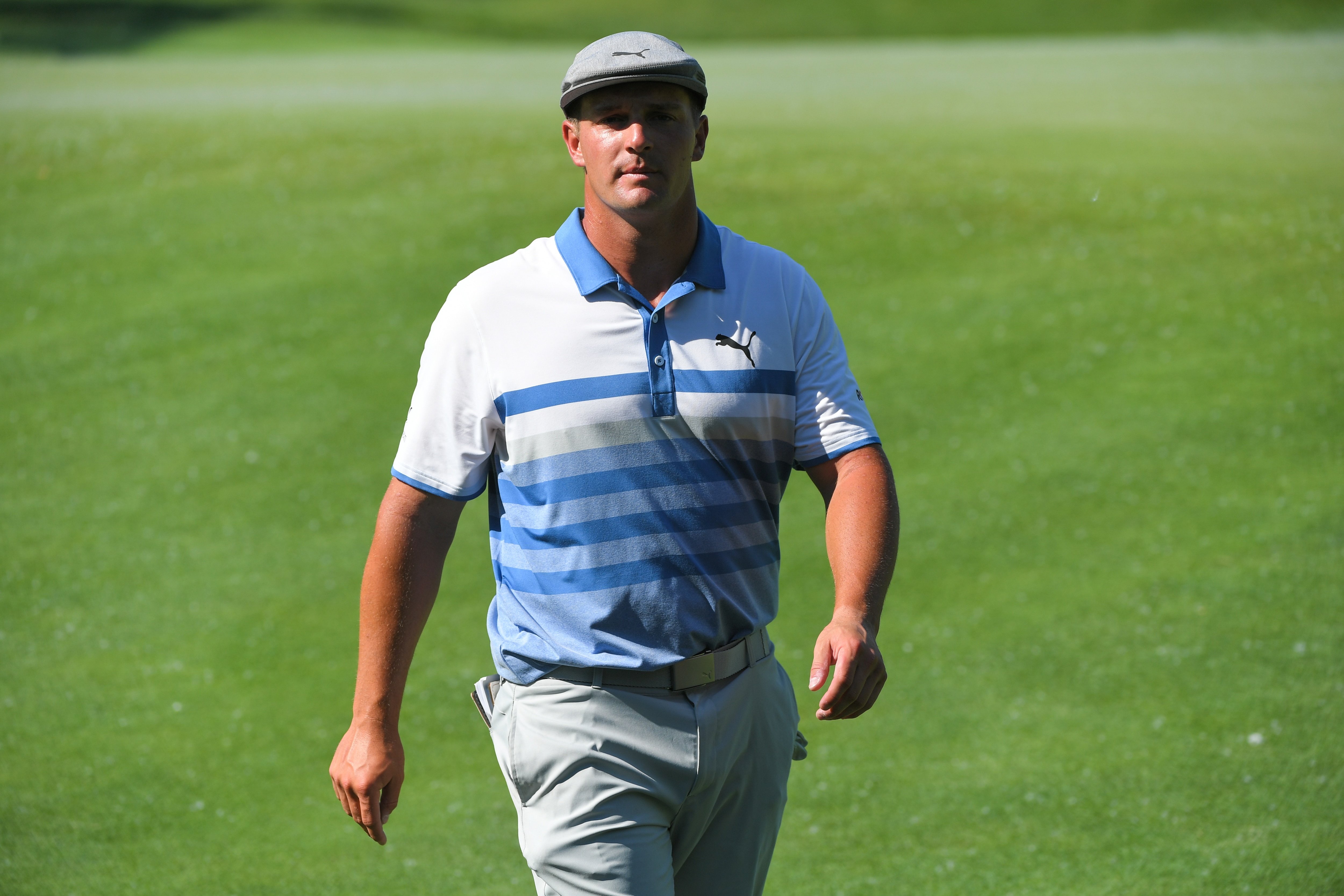 DUBLIN, OHIO - JUNE 04: Bryson DeChambeau walks off the seventh green during the second round of the Memorial Tournament presented by Nationwide at Muirfield Village Golf Club on June 4, 2021 in Dublin, Ohio. (Photo by Ben Jared/PGA TOUR via Getty Images)