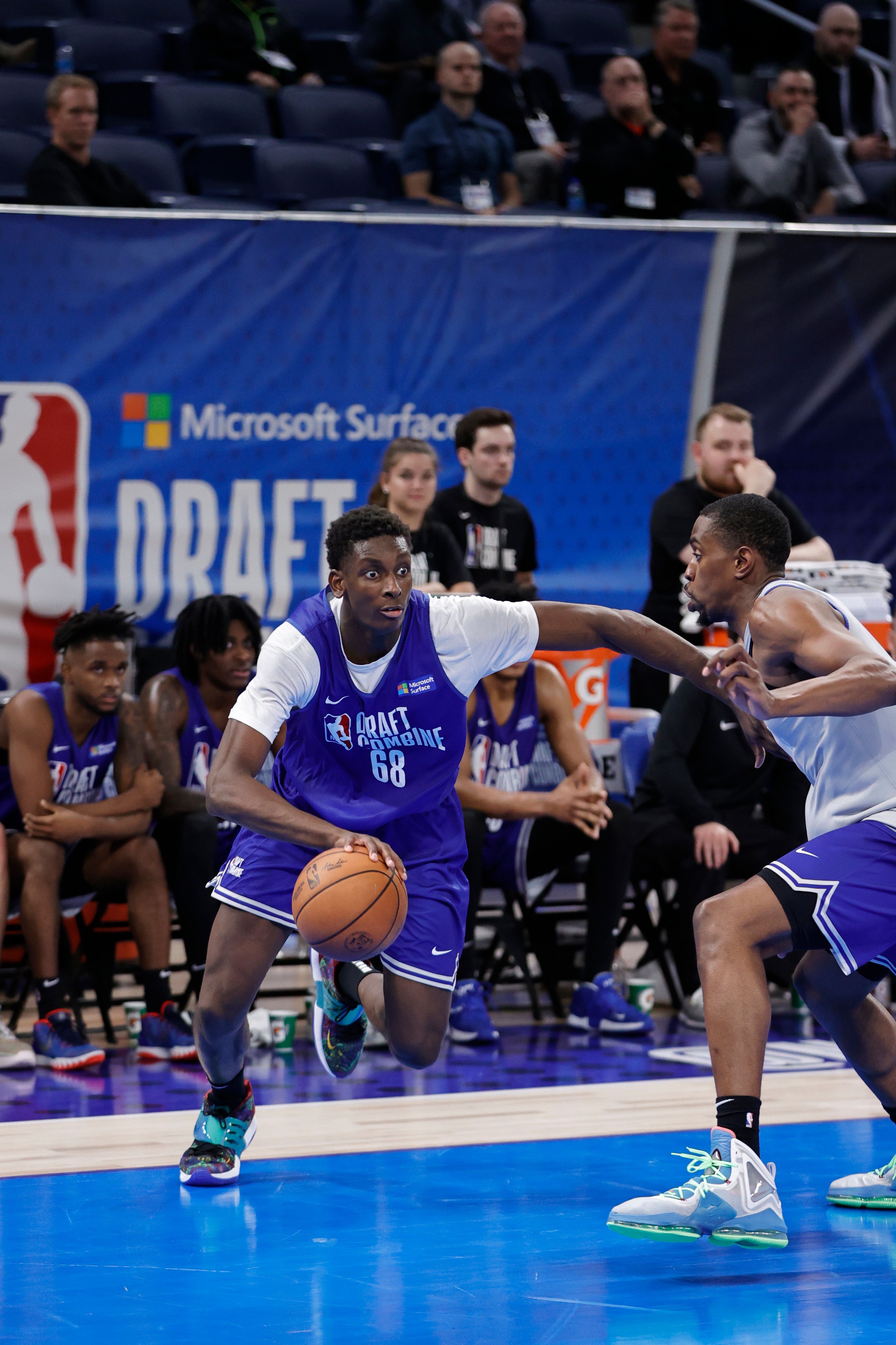 CHICAGO, IL - MAY 19: NBA Prospect, Moussa Diabate drives to the basket during the 2022 NBA Draft Combine on May 19, 2022 at the Wintrust Arena in Chicago, Illinois. NOTE TO USER: User expressly acknowledges and agrees that, by downloading and or using this photograph, user is consenting to the terms and conditions of the Getty Images License Agreement.  Mandatory Copyright Notice: Copyright 2022 NBAE (Photo by Kamil Krzaczynski/NBAE via Getty Images)