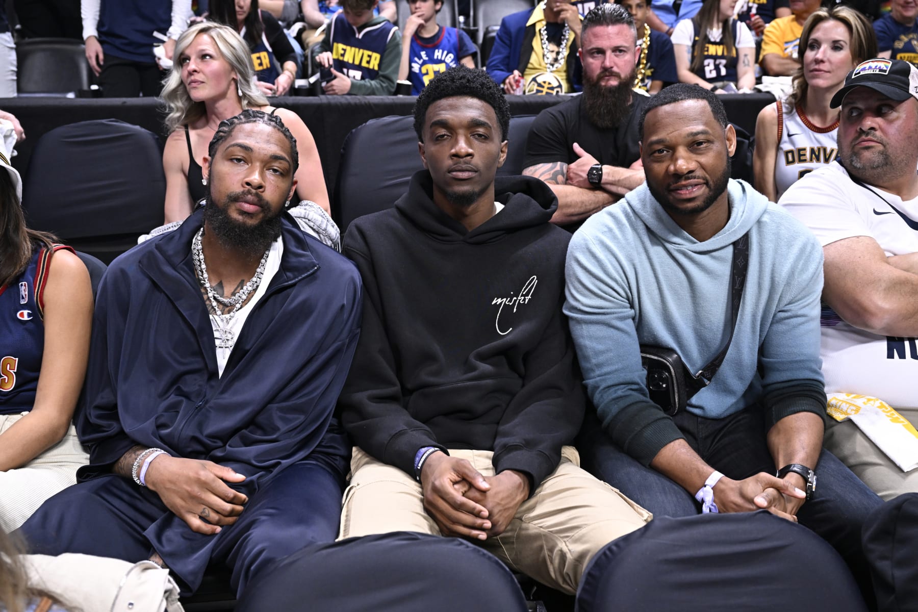 DENVER, CO - JUNE 12: Brandon Ingram, Herb Jones, and Head Coach Willie Green of the New Orleans Pelicans during Game Five of the 2023 NBA Finals between the Miami Heat and Denver Nuggets on June 12, 2023 at the Ball Arena in Denver, Colorado. NOTE TO USER: User expressly acknowledges and agrees that, by downloading and/or using this Photograph, user is consenting to the terms and conditions of the Getty Images License Agreement. Mandatory Copyright Notice: Copyright 2023 NBAE (Photo by David Dow/NBAE via Getty Images)