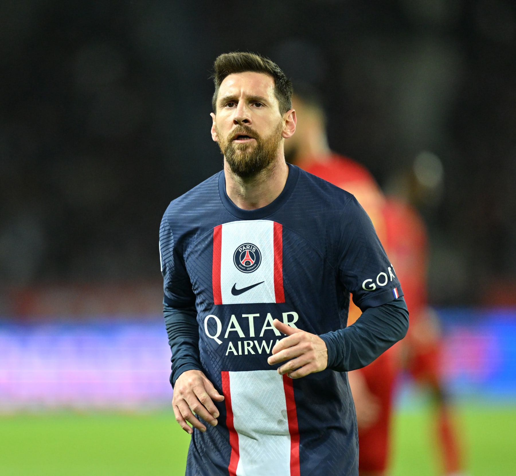 PARIS, FRANCE - JANUARY 11: Lionel Messi of Paris Saint - Germain in action during the French Ligue 1 (L1) soccer match between Paris Saint-Germain (PSG) and Angers SCO at Parc des Princes stadium in Paris, France on January 11, 2023. (Photo by Mustafa Yalcin/Anadolu Agency via Getty Images)