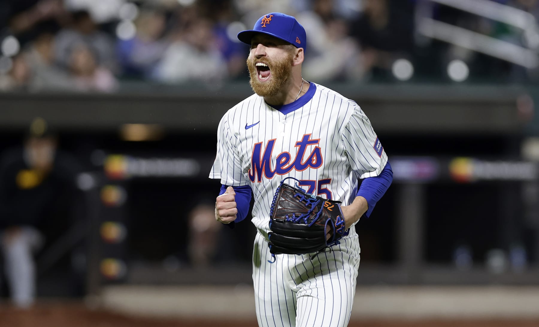 NEW YORK, NEW YORK - APRIL 16: (NEW YORK DAILIES OUT)  Reed Garrett #75 of the New York Mets in action against the Pittsburgh Pirates at Citi Field on April 16, 2024 in New York City. The Mets defeated the Pirates 3-1. (Photo by Jim McIsaac/Getty Images)