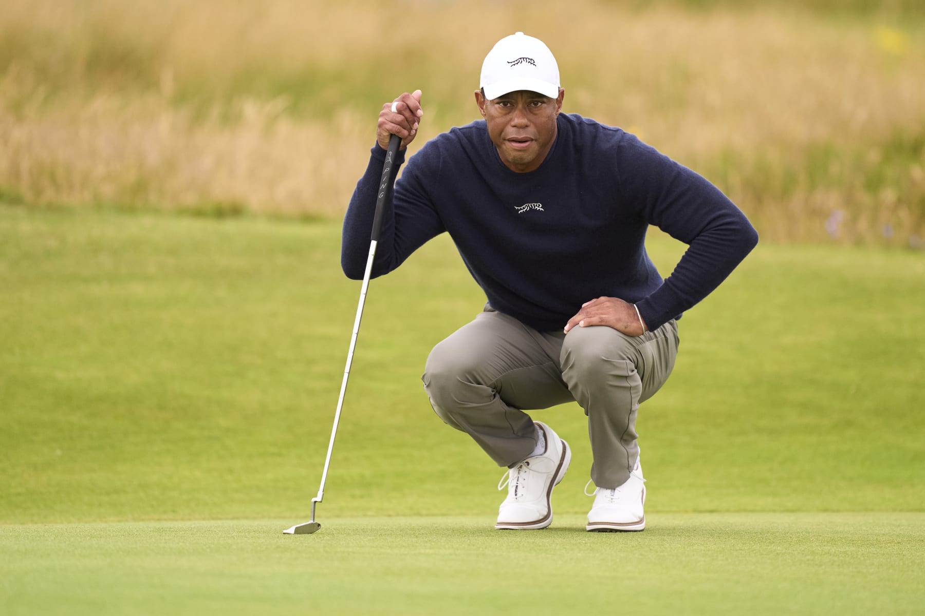 TROON, SCOTLAND - JULY 19: Tiger Woods of United States on the 3rd green on day two of The 152nd Open championship at Royal Troon on July 19, 2024 in Troon, Scotland. (Photo by Pedro Salado/Getty Images) TROON, SCOTLAND - JULY 19: Tiger Woods of United States on the 3rd green on day two of The 152nd Open championship at Royal Troon on July 19, 2024 in Troon, Scotland. (Photo by Pedro Salado/Getty Images)