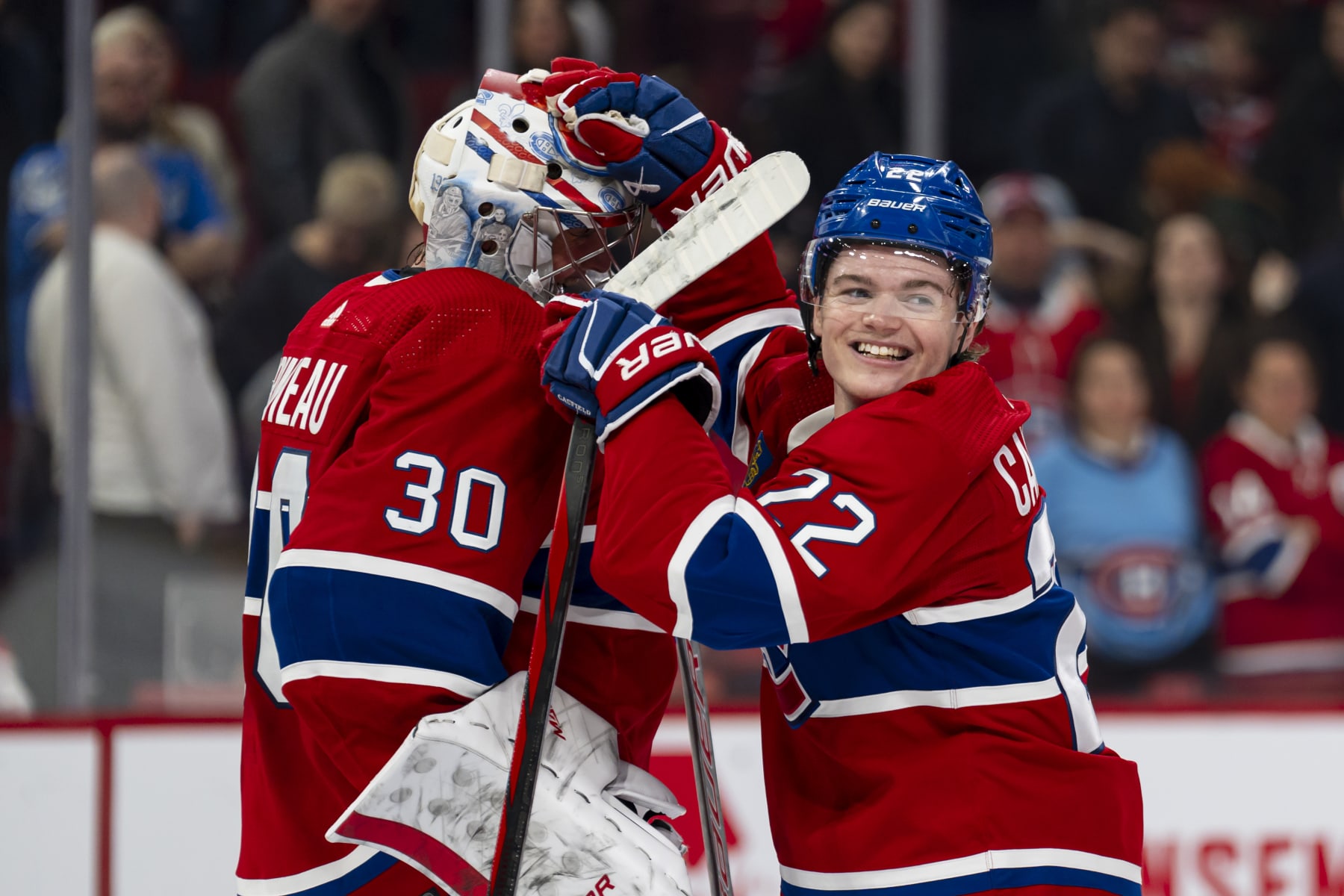 Cayden Primeau and Cole Caufield.