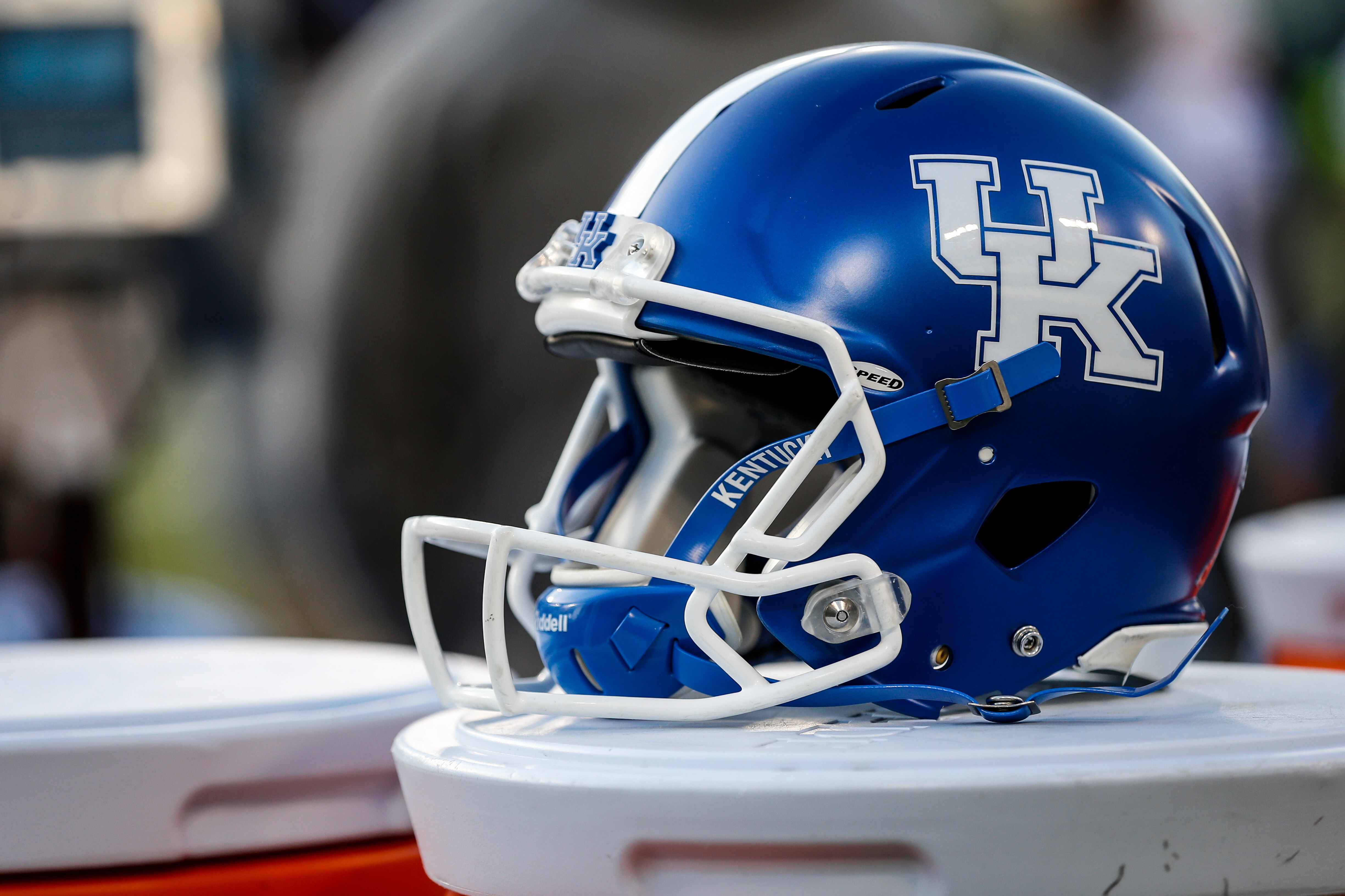 NASHVILLE, TN - DECEMBER 29: A Kentucky football helmet during the Music City Bowl bowl game between the Kentucky Wildcats and the Northwestern Wildcats on December 29, 2017, at Nissan Stadium in Nashville, TN. (Photo by Jamie Gilliam/Icon Sportswire via Getty Images)