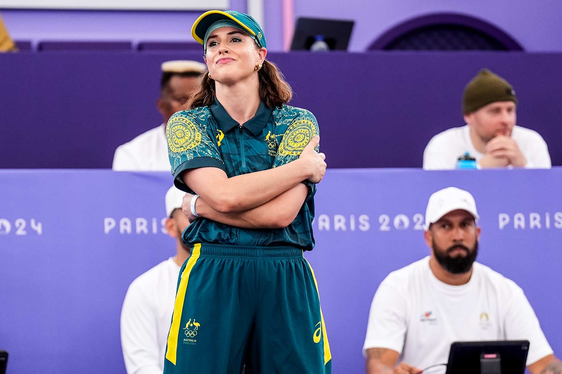 PARIS, FRANCE - AUGUST 9: B-Girl Raygun of Team Australia looks on before competing in the B-Girls Round Robin during Day 14 of Breaking - Olympic Games Paris 2024 at Place de la Concorde on August 9, 2024 in Paris, France. (Photo by Rene Nijhuis/BSR Agency/Getty Images)