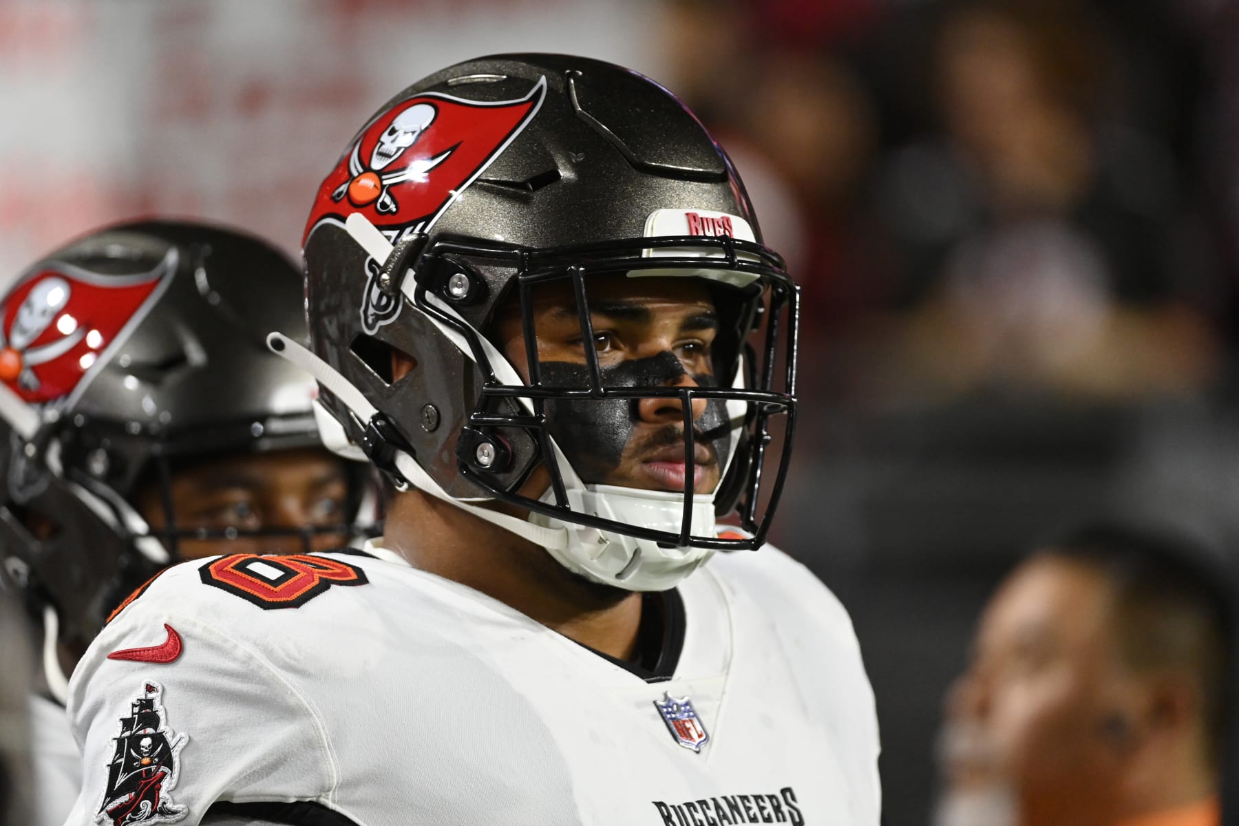 GLENDALE, ARIZONA - DECEMBER 25: Tristan Wirfs #78 of the Tampa Bay Buccaneers prepares for a game against the Arizona Cardinals at State Farm Stadium on December 25, 2022 in Glendale, Arizona. (Photo by Norm Hall/Getty Images)
