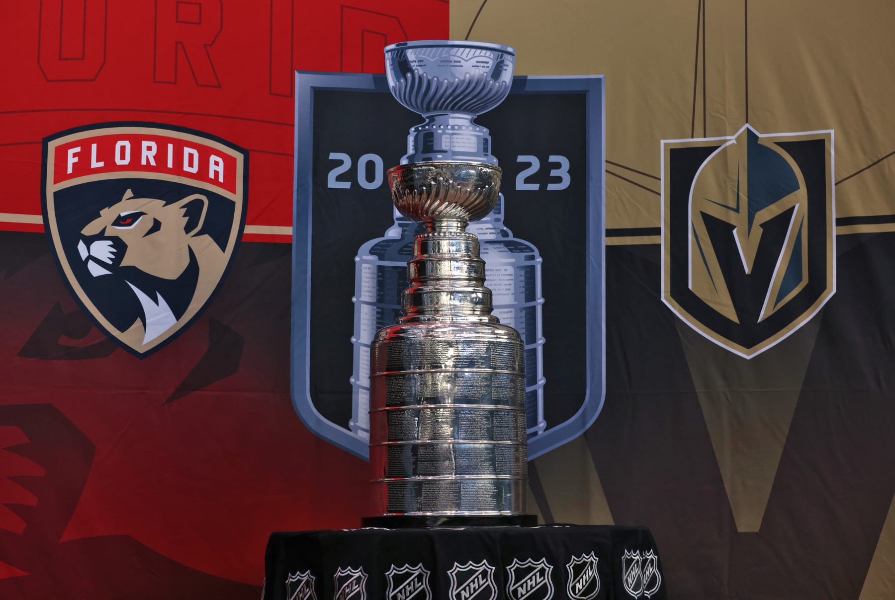 LAS VEGAS, NEVADA - JUNE 02: A general view of the Stanley Cup is seen during Media Day for the 2023 NHL Stanley Cup Final at T-Mobile Arena on June 02, 2023 in Las Vegas, Nevada. (Photo by Dave Sandford/NHLI via Getty Images)