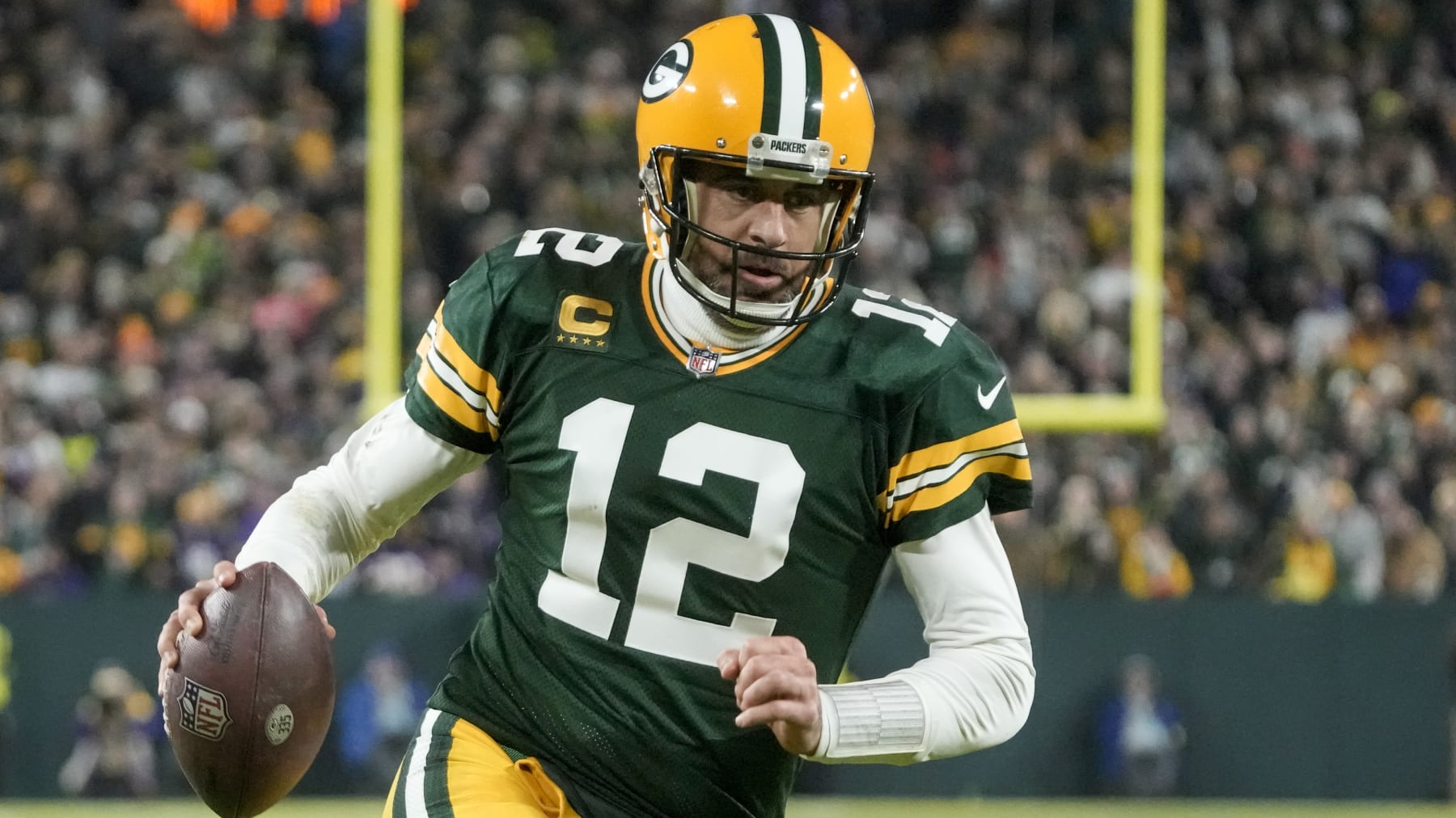 Green Bay Packers' Aaron Rodgers during an NFL football game against the Minnesota Vikings Sunday, Jan. 1, 2023, in Green Bay, Wis. (AP Photo/Morry Gash)