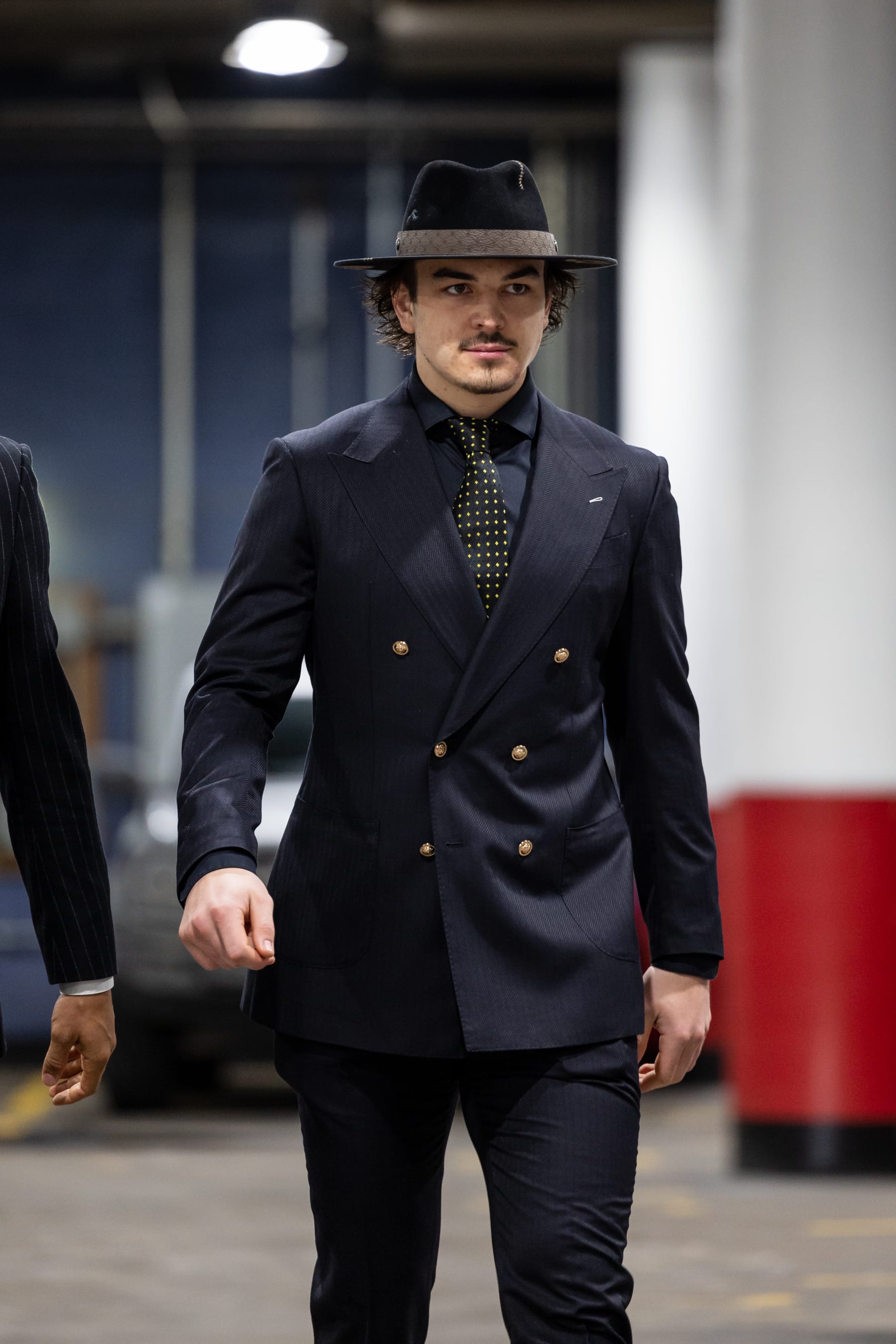 MONTREAL, CANADA - FEBRUARY 12: Arber Xhekaj #72 of the Montreal Canadiens arrives for the NHL regular season game between the Montreal Canadiens and the Edmonton Oilers at the Bell Centre on February 12, 2023 in Montreal, Quebec, Canada. (Photo by Vitor Munhoz/NHLI via Getty Images)