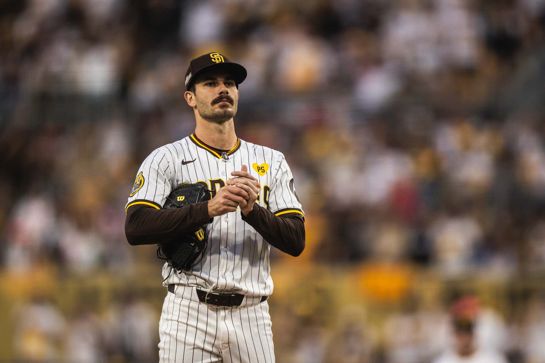 SAN DIEGO, CALIFORNIA - OCTOBER 9: Dylan Cease #84 of the San Diego Padres pitches in the first inning of game four of the National League Divisional Series against the Los Angeles Dodgers at Petco Park on October 9, 2024 in San Diego, California. (Photo by Matt Thomas/San Diego Padres/Getty Images)