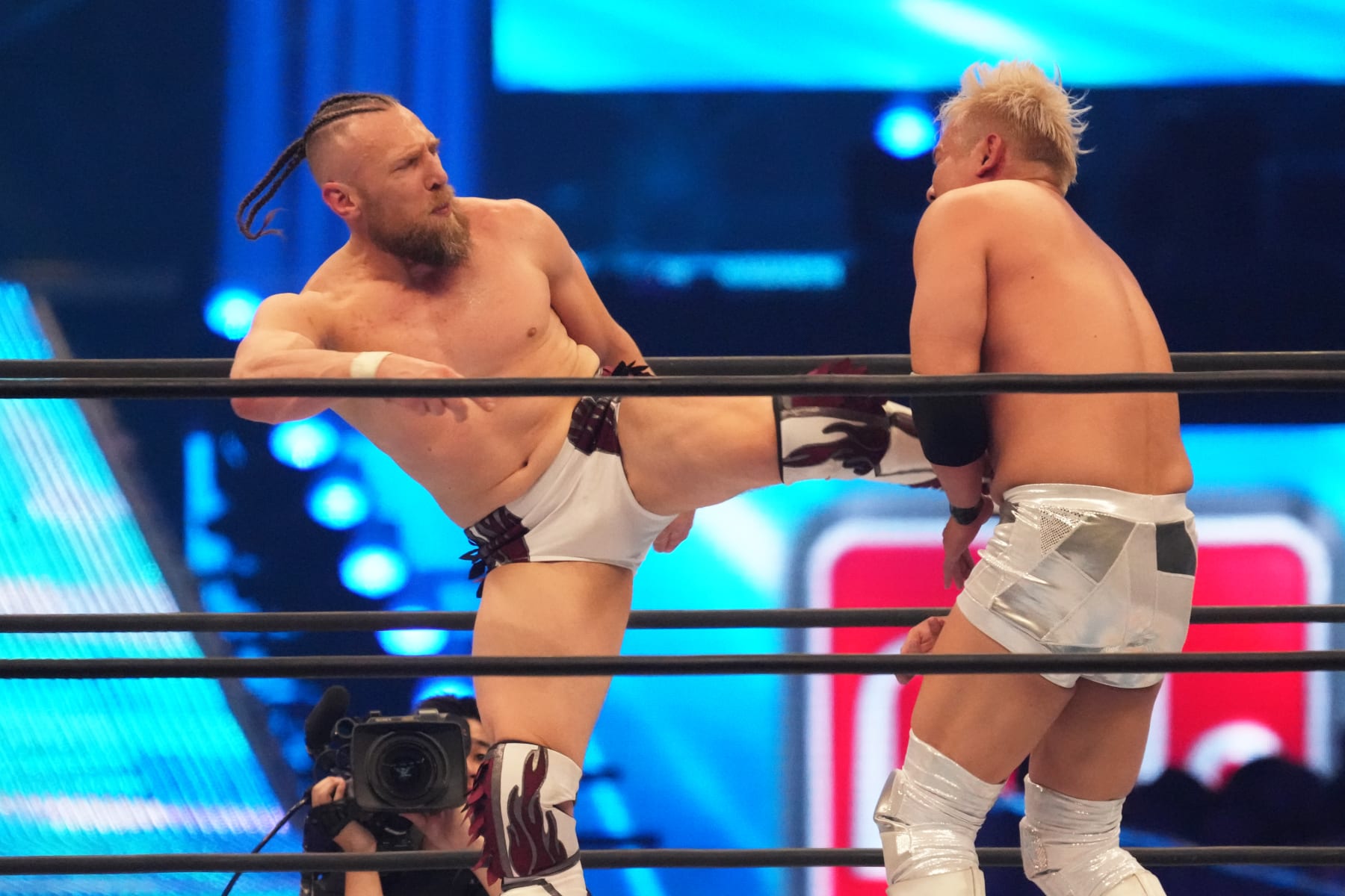 TOKYO, JAPAN - JANUARY 04:  Bryan Danielson and Kazuchika Okada compete during the New Japan Pro-Wrestlingï½Wrestle Kingdom 18 in Tokyo Dome on January 04, 2024 in Tokyo, Japan. (Photo by Etsuo Hara/Getty Images)