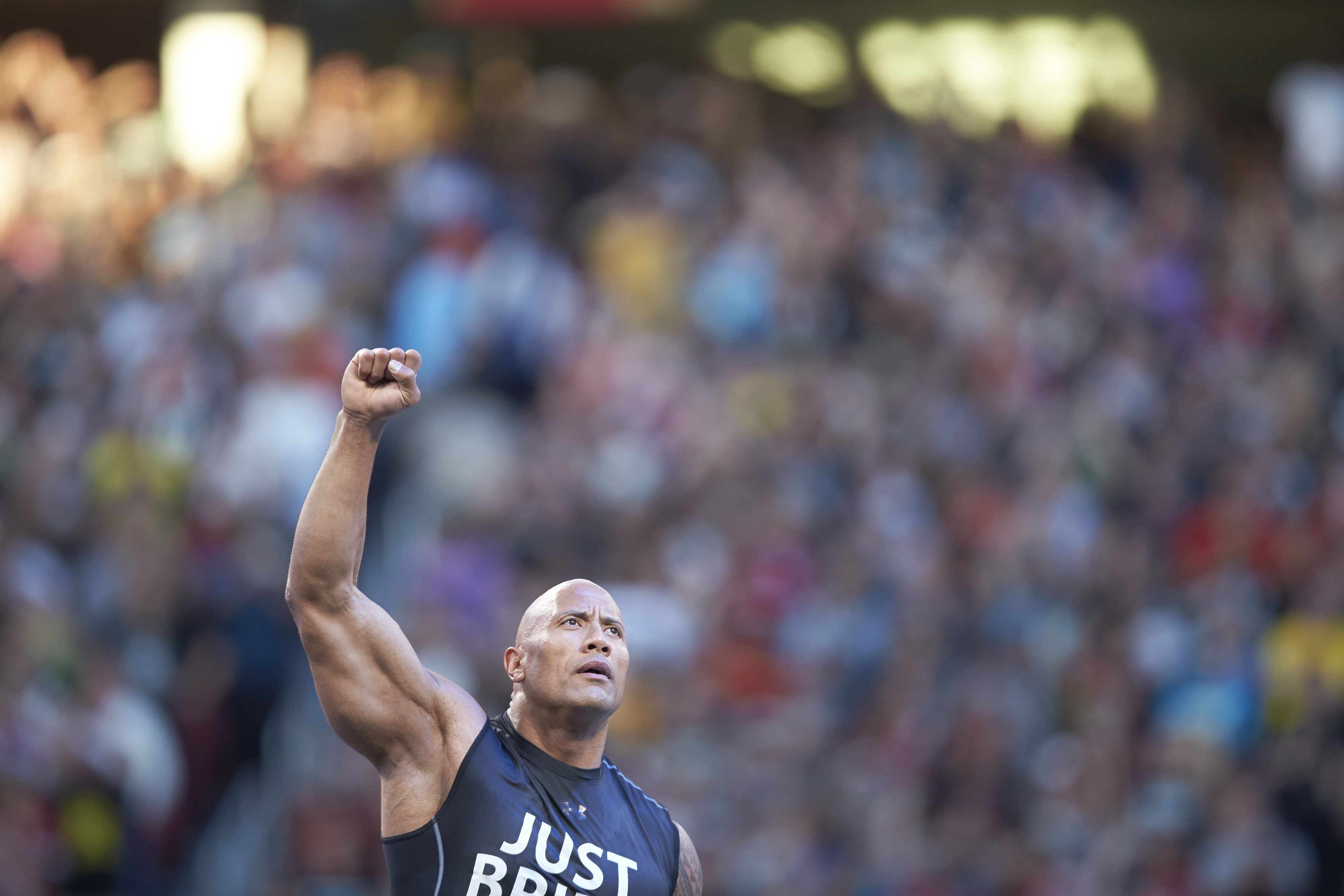 WWE Wrestling: WrestleMania 31: The Rock victorious in ring during event at Levi's Stadium.
Santa Clara, CA 3/29/2015
CREDIT: Jed Jacobsohn (Photo by Jed Jacobsohn /Sports Illustrated via Getty Images)
(Set Number: X159445 TK1 )