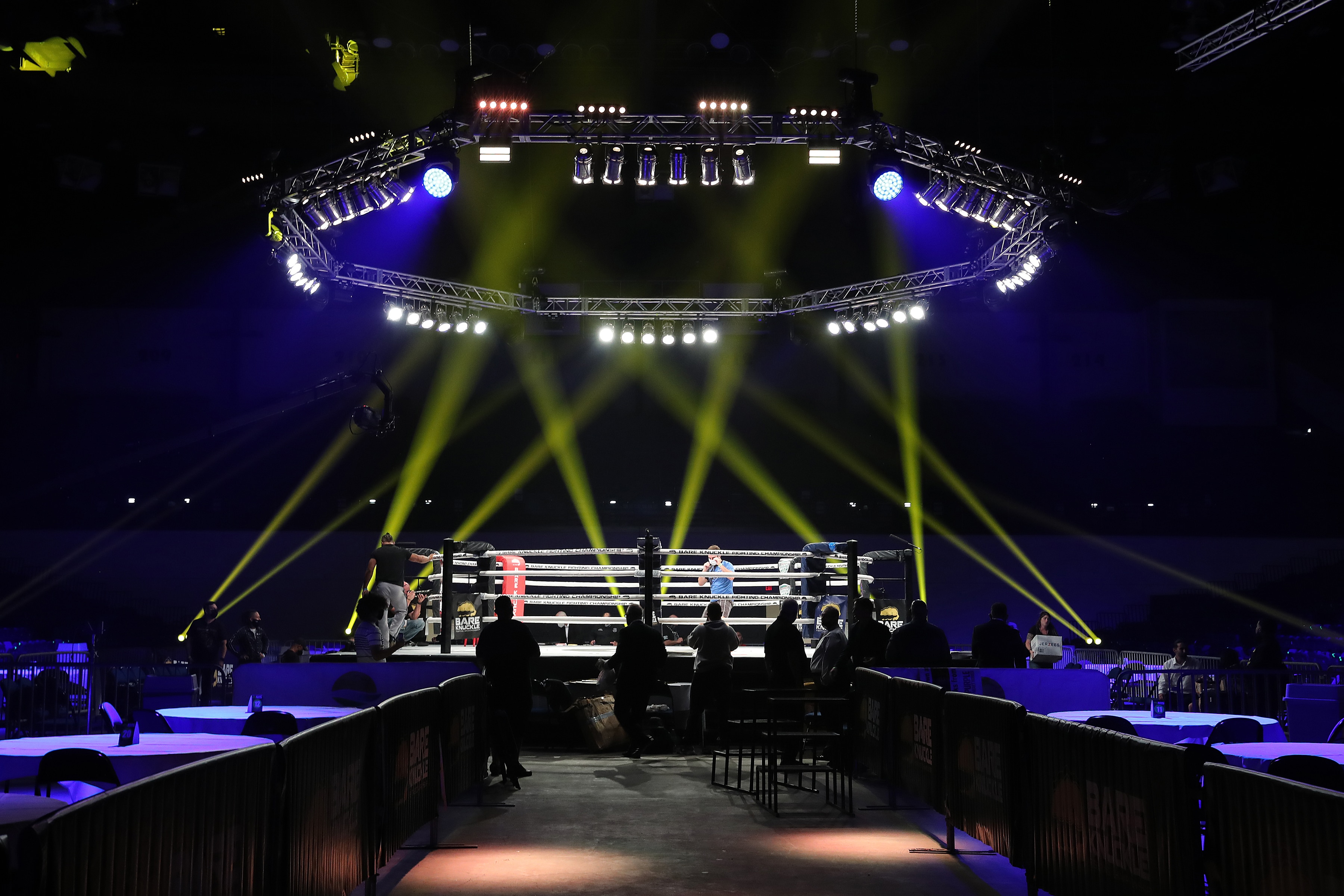 DAYTONA BEACH, FL - SEPTEMBER 11: The ring is setup prior to the Bare Knuckle Fighting Championships at the Ocean Center on September 11, 2020 in Daytona Beach, Florida. (Photo by Alex Menendez/Getty Images)