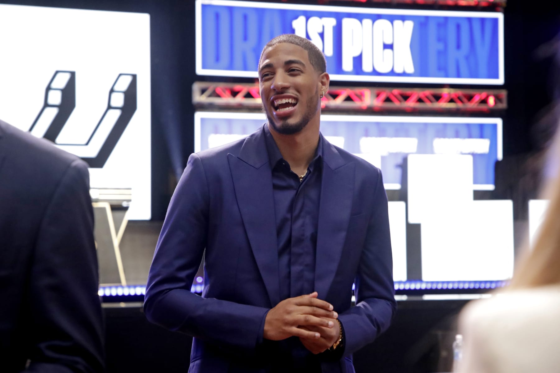 CHICAGO,IL - MAY 16: Tyrese Haliburton #0 of the Indiana Pacers smiles during the 2023 NBA Draft Lottery at McCormick Place on May 16, 2023 in Chicago, Illinois. NOTE TO USER: User expressly acknowledges and agrees that, by downloading and or using this photograph, user is consenting to the terms and conditions of the Getty Images License Agreement. Mandatory Copyright Notice: Copyright 2023 NBAE (Photo by Brian Sevald/NBAE via Getty Images)
