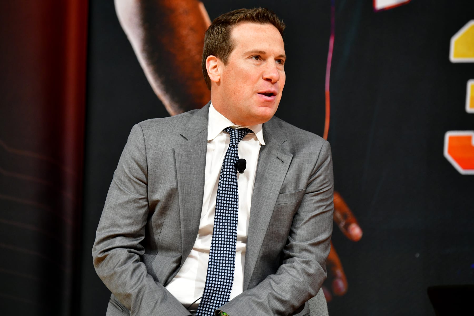 PHOENIX, AZ - FEBRUARY 16: Owner Mat Ishbia of the Phoenix Suns looks on during a press conference introducing Kevin Durant to the Phoenix Suns on February 16, 2022 at Footprint Center in Phoenix, Arizona. NOTE TO USER: User expressly acknowledges and agrees that, by downloading and or using this photograph, user is consenting to the terms and conditions of the Getty Images License Agreement. Mandatory Copyright Notice: Copyright 2022 NBAE (Photo by Barry Gossage/NBAE via Getty Images)