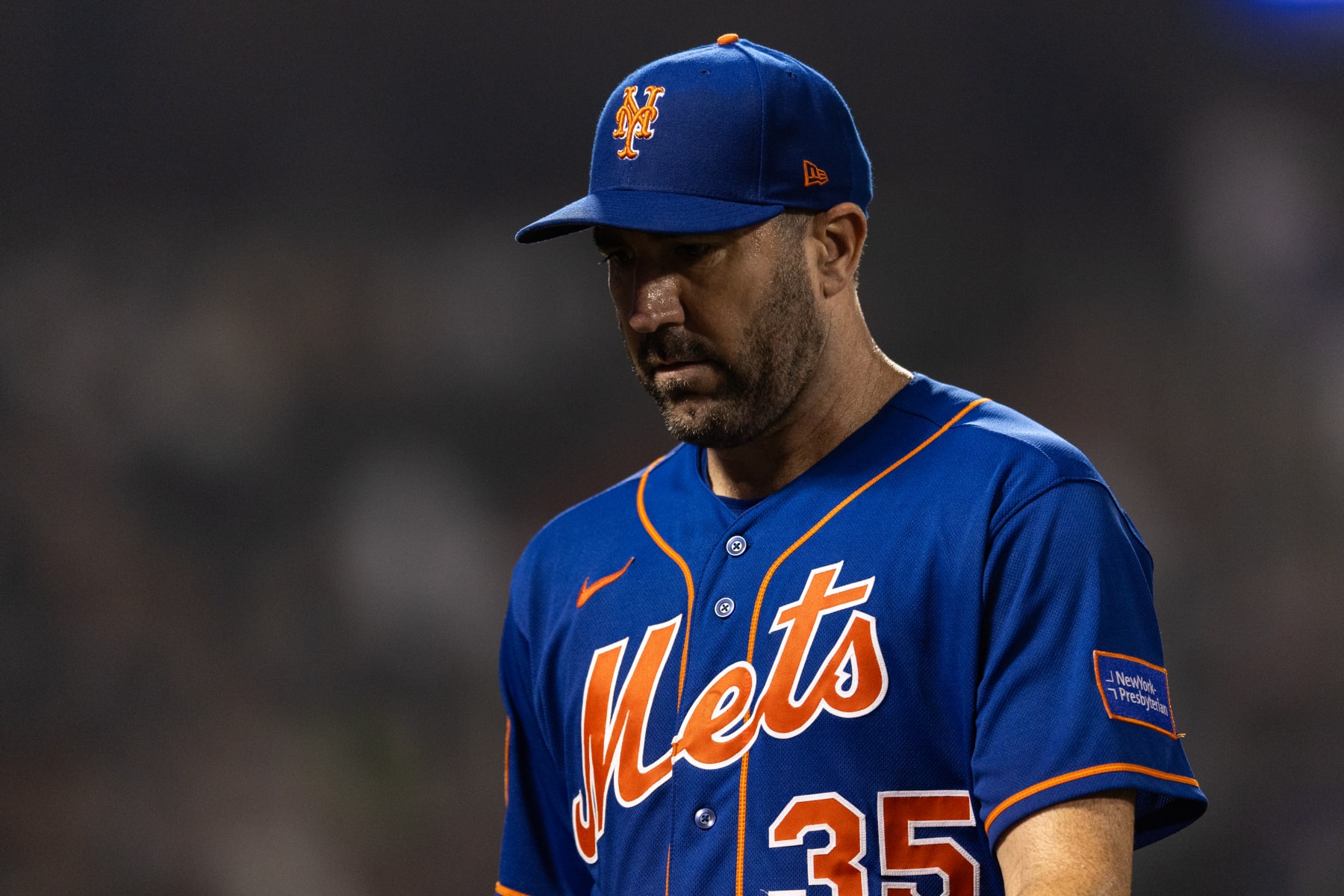 NEW YORK, NEW YORK - JULY 19: Justin Verlander #35 of the New York Mets walks to the dugout during the eighth inning of the game against the Chicago White Sox at Citi Field on July 19, 2023 in New York City. (Photo by Dustin Satloff/Getty Images)