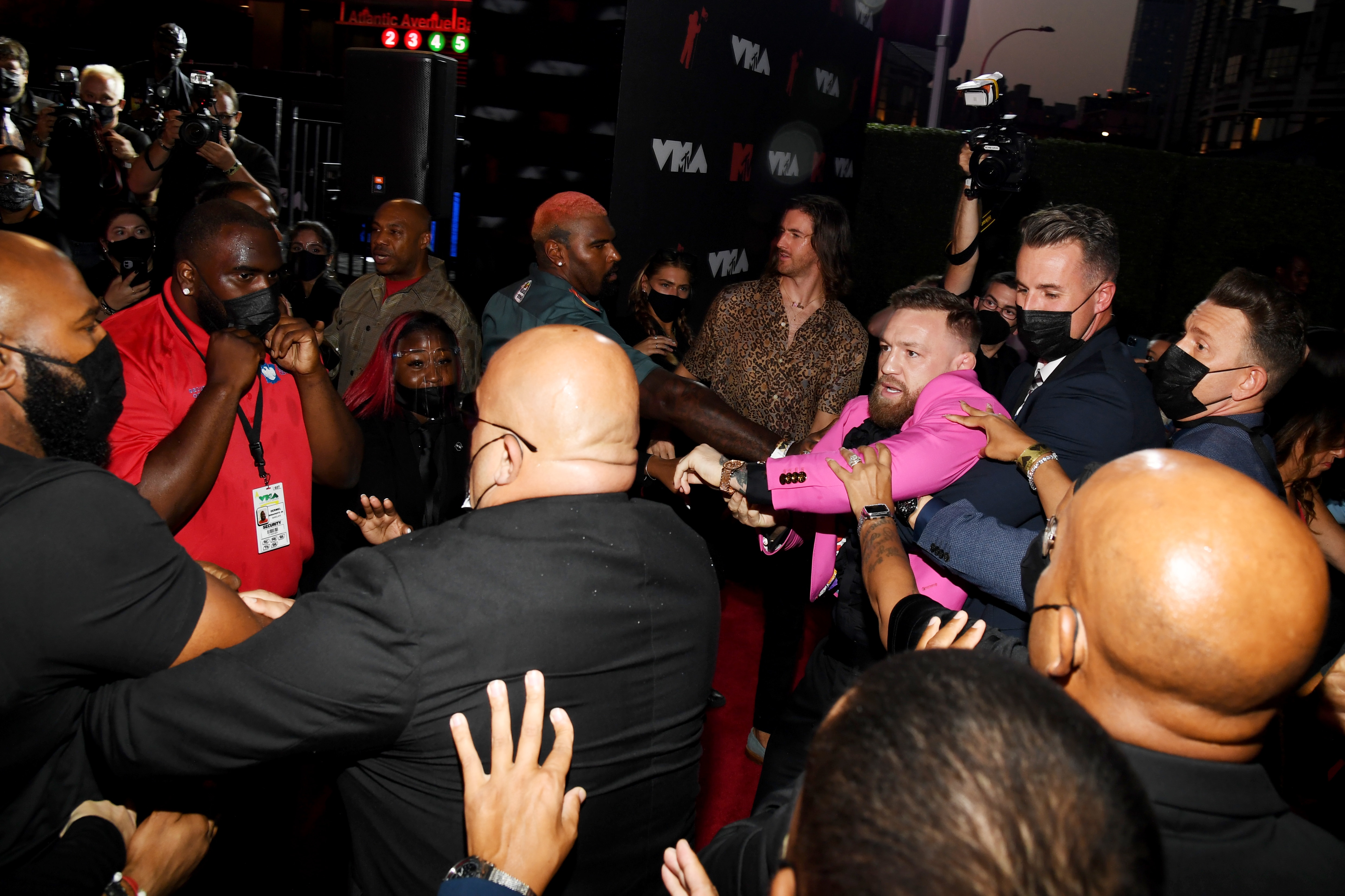 NEW YORK, NEW YORK - SEPTEMBER 12: Conor McGregor (R) attends the 2021 MTV Video Music Awards at Barclays Center on September 12, 2021 in the Brooklyn borough of New York City. (Photo by Kevin Mazur/MTV VMAs 2021/Getty Images for MTV/ ViacomCBS)