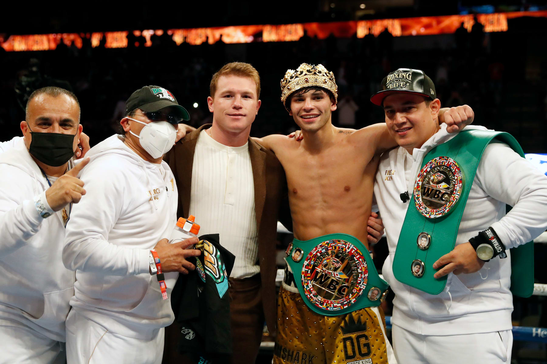 DALLAS, TEXAS - JANUARY 02: Ryan Garcia poses for photos after the WBC Interim Lightweight Title fight against Luke Campbell at American Airlines Center on January 02, 2021 in Dallas, Texas. (Photo by Tim Warner/Getty Images)