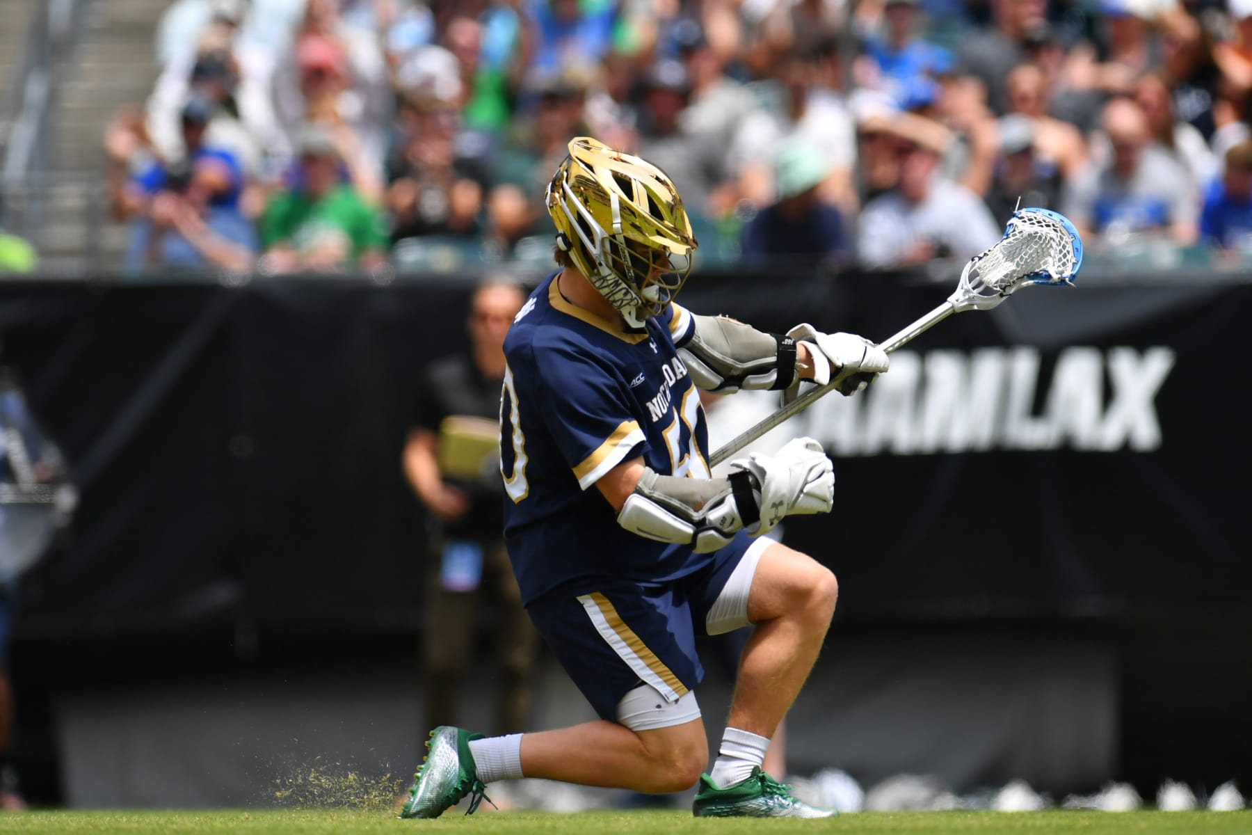PHILADELPHIA, PA - MAY 29: Chris Kavanagh #50 of the Notre Dame Fighting Irish celebrates goal during the Division I Men's Lacrosse Championship held at Lincoln Financial Field on May 29, 2023 in Philadelphia, Pennsylvania. (Photo by Larry French/NCAA Photos via Getty Images)
