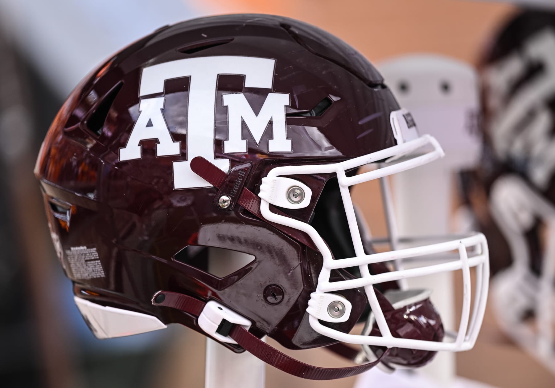 KNOXVILLE, TN - OCTOBER 14: Texas A&M Aggies helmet sits to the sidelines during the college football game between the Tennessee Volunteers and the Texas A&M Aggies on October 14, 2023, at Neyland Stadium, in Knoxville, TN. (Photo by Bryan Lynn/Icon Sportswire via Getty Images)