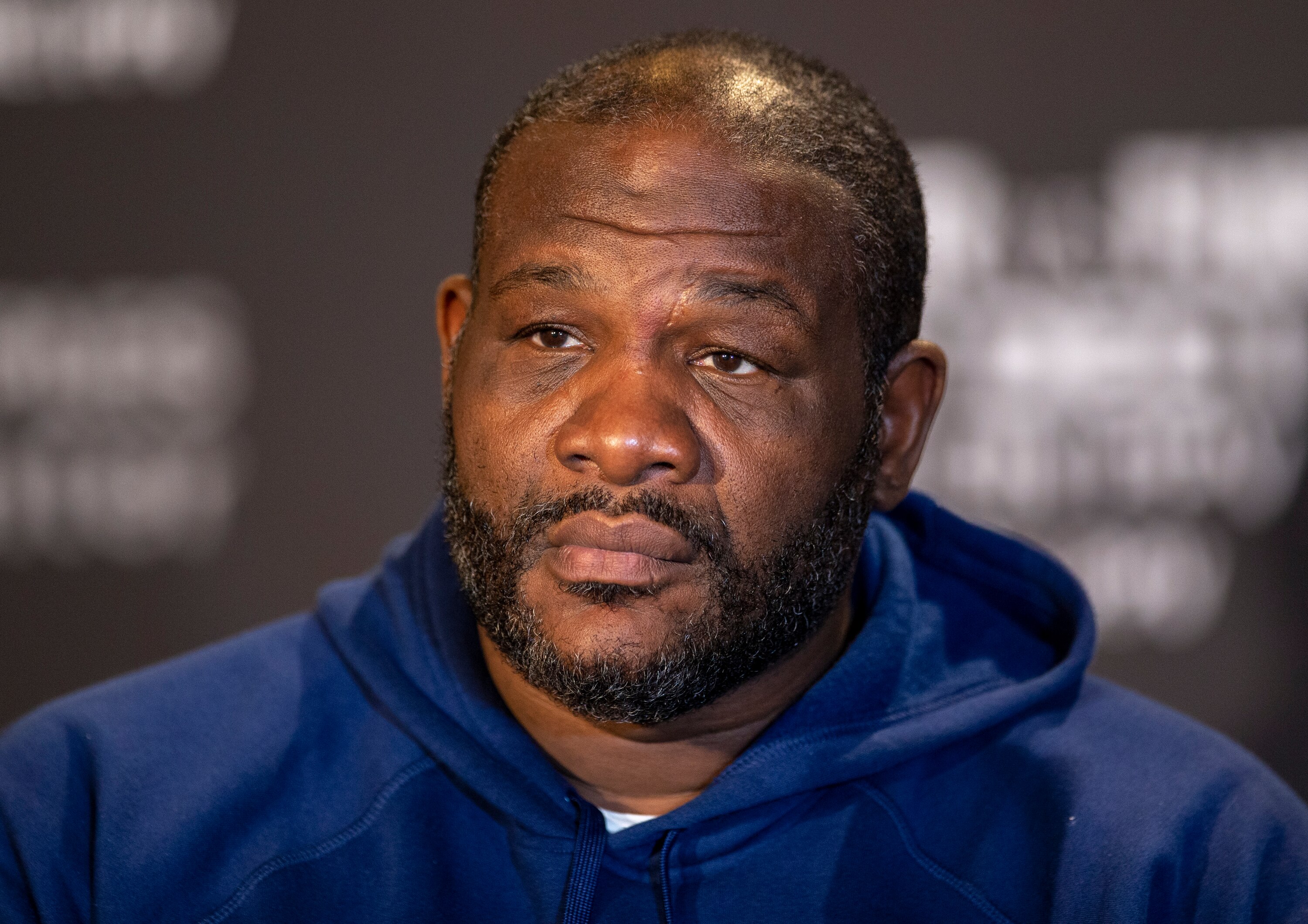 Former heavyweight champion Riddick Bowe talks to the media at a Heavyweight Legends roundtable in Los Angeles Friday, Nov. 30, 2018. (AP Photo/Damian Dovarganes)
