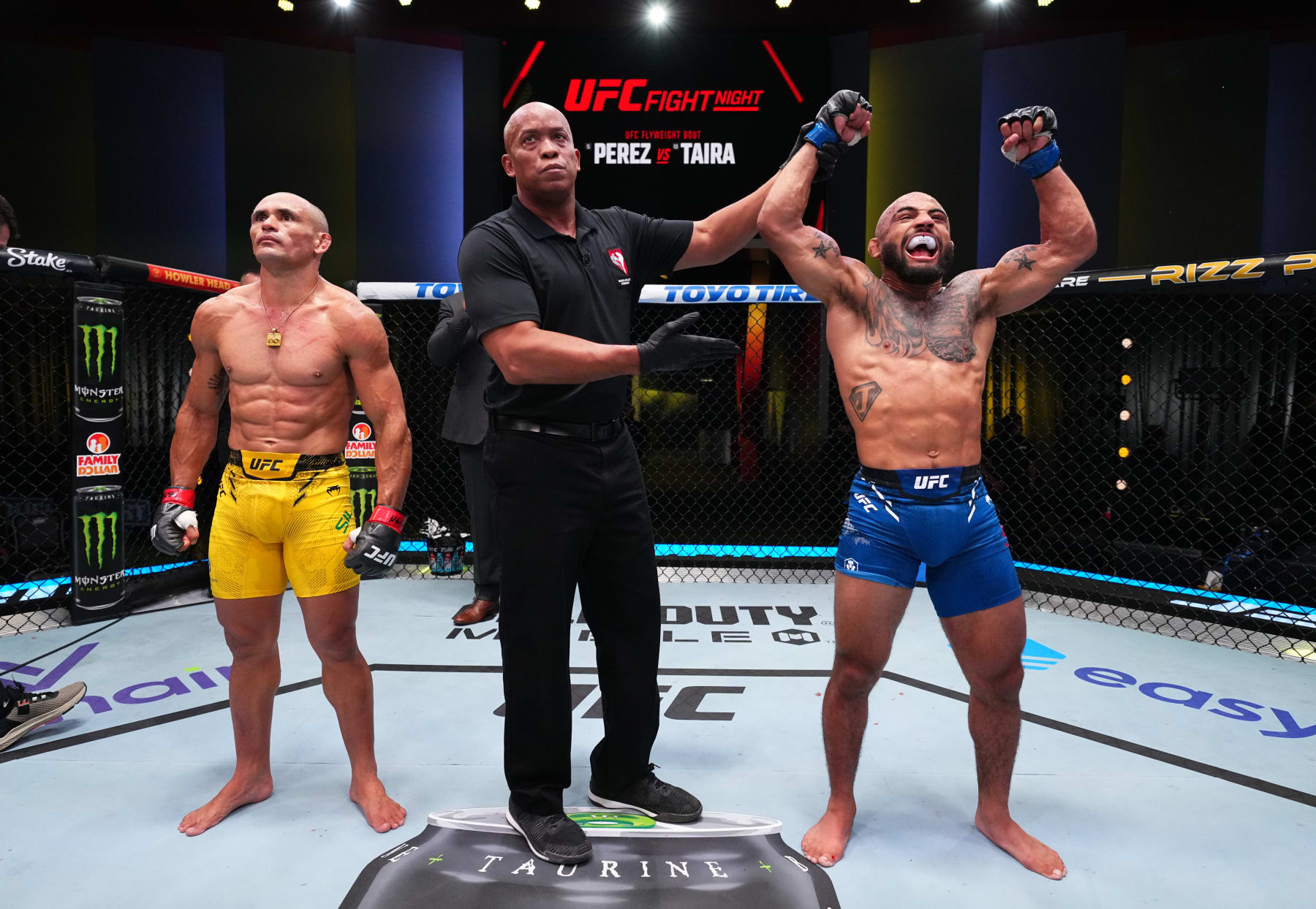 LAS VEGAS, NEVADA - JUNE 15: Miles Johns reacts after his victory against Douglas Silva de Andrade of Brazil in a bantamweight fight during the UFC Fight Night event at UFC APEX on June 15, 2024 in Las Vegas, Nevada.  (Photo by Chris Unger/Zuffa LLC via Getty Images)