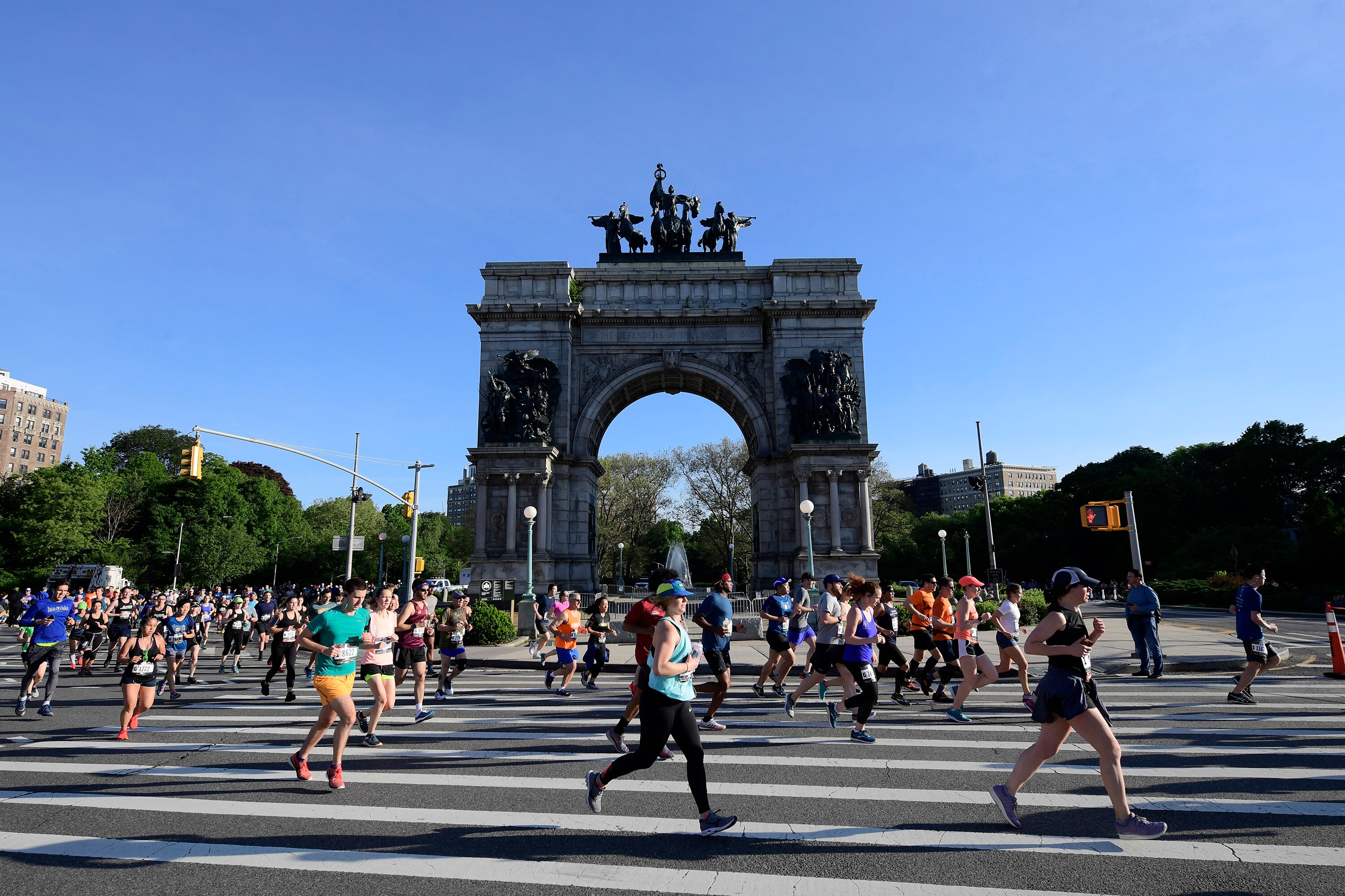 May 18, 2019: The 2019 Popular Brooklyn Half Marathon passes by Grand Army Plaza. (Photo by Steven Ryan for New York Road Runners/Getty Images)