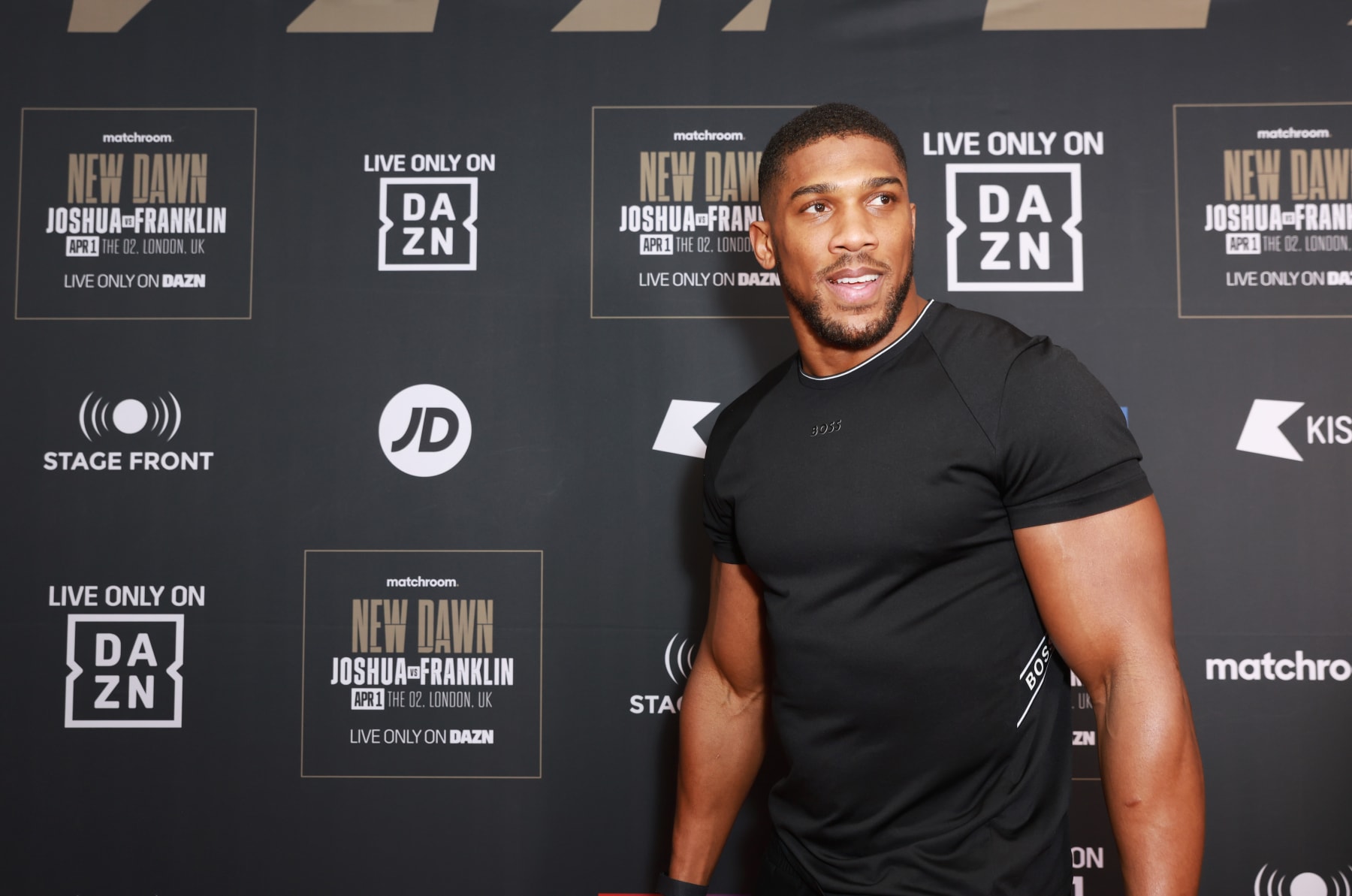 LONDON, ENGLAND - MARCH 27: Anthony Joshua attends the launch party for the upcoming Anthony Joshua vs Jermaine Franklin fight at Battersea Power Station on March 27, 2023 in London, England. (Photo by Hoda Davaine/Dave Benett/Getty Images)