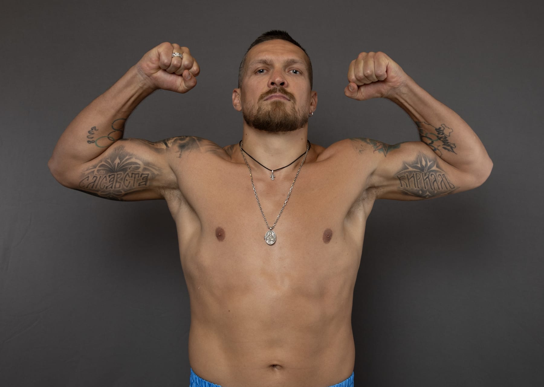 RIYADH, SAUDI ARABIA - MAY 13: Oleksandr Usyk poses for a portrait ahead of the IBF, IBO, WBA, WBC and WBO Undisputed World Heavyweight Title fight between Tyson Fury and Oleksandr Usyk on May 13, 2024 in Riyadh, Saudi Arabia. (Photo by Richard Pelham/Getty Images)