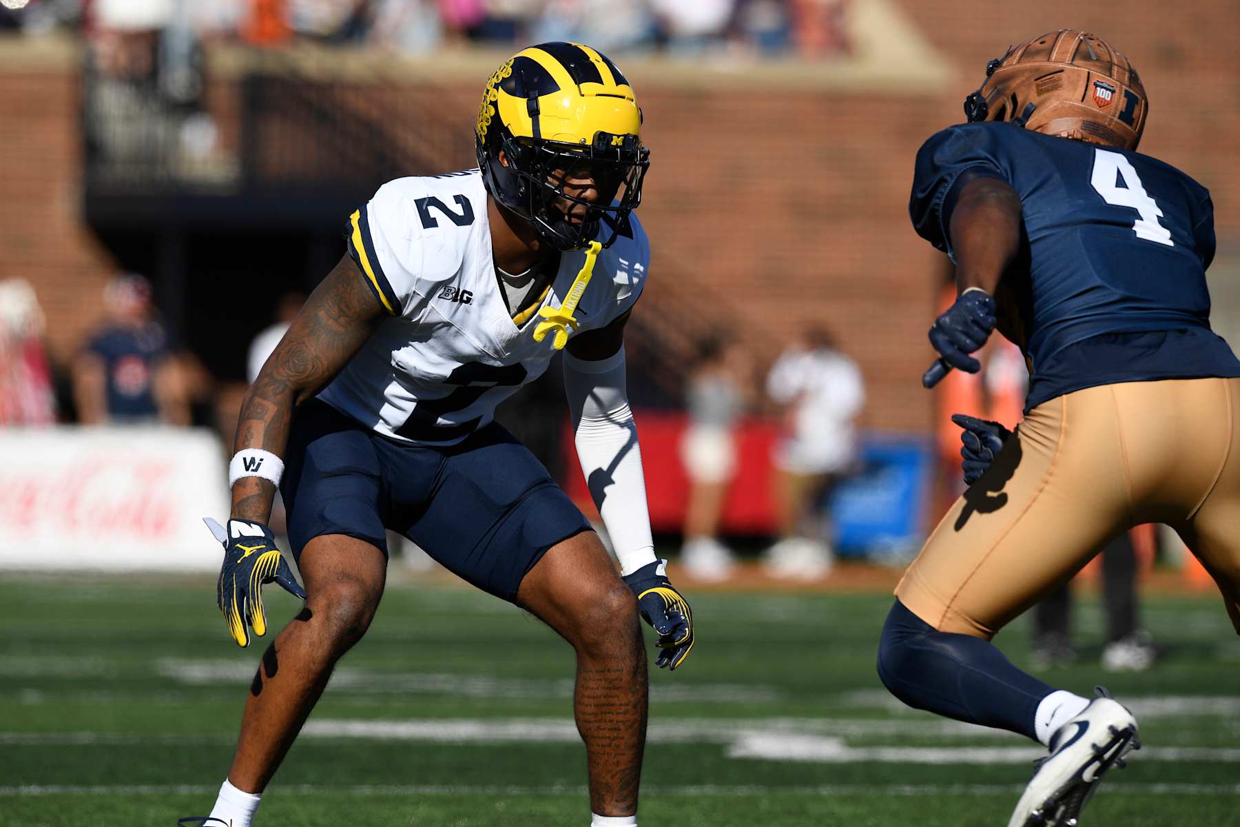 CHAMPAIGN, IL - OCTOBER 19: Michigan Wolverines Defensive Back Will Johnson (2) defends during the college football game between the Michigan Wolverines and the Illinois Fighting Illini on October 19, 2024, at Memorial Stadium, in Champaign, Illinois. (Photo by Michael Allio/Icon Sportswire via Getty Images)