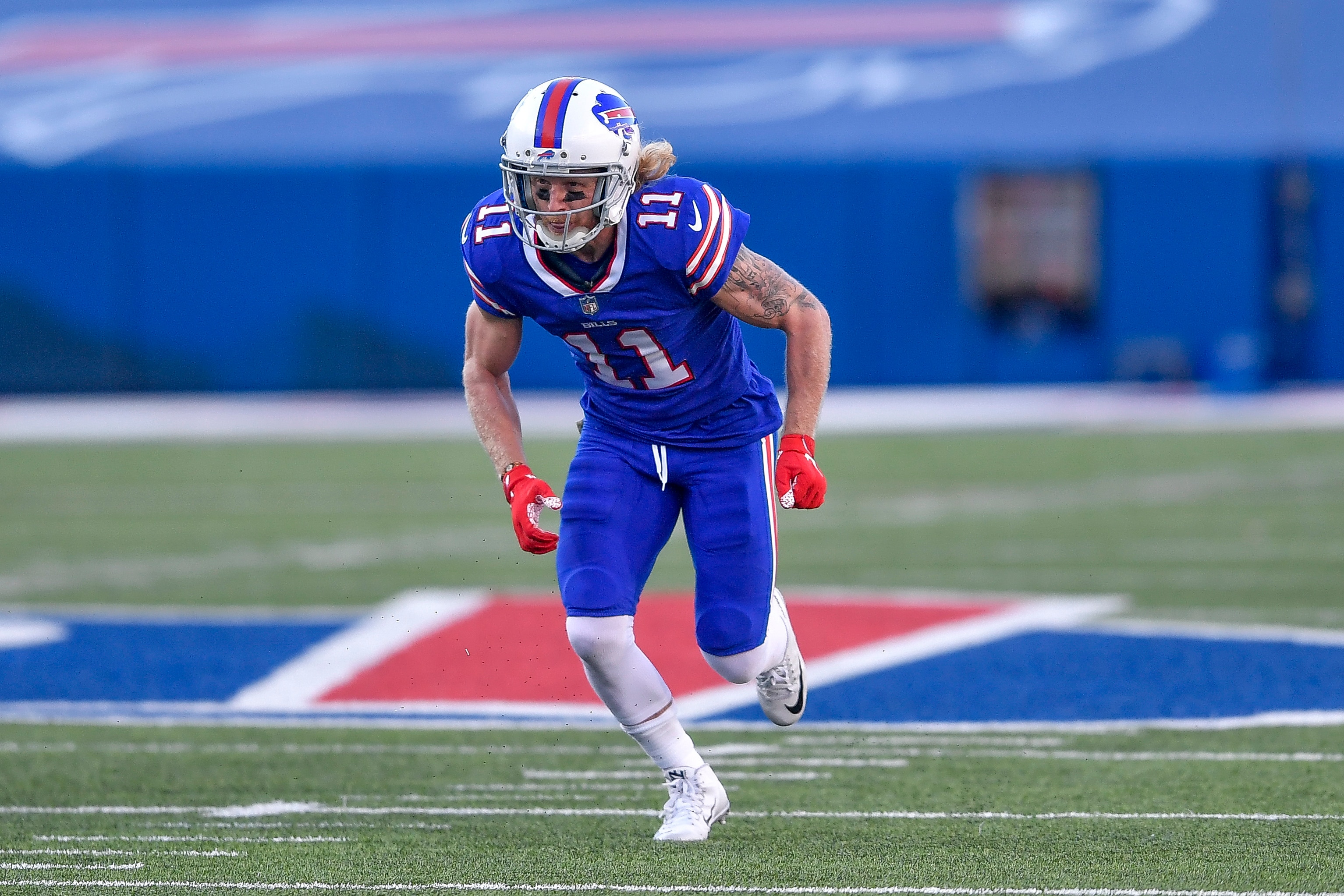 Buffalo Bills wide receiver Cole Beasley (11) runs a route against the Seattle Seahawks during the second half of an NFL football game, Sunday, Nov. 8, 2020, in Orchard Park, N.Y. (AP Photo/Adrian Kraus)