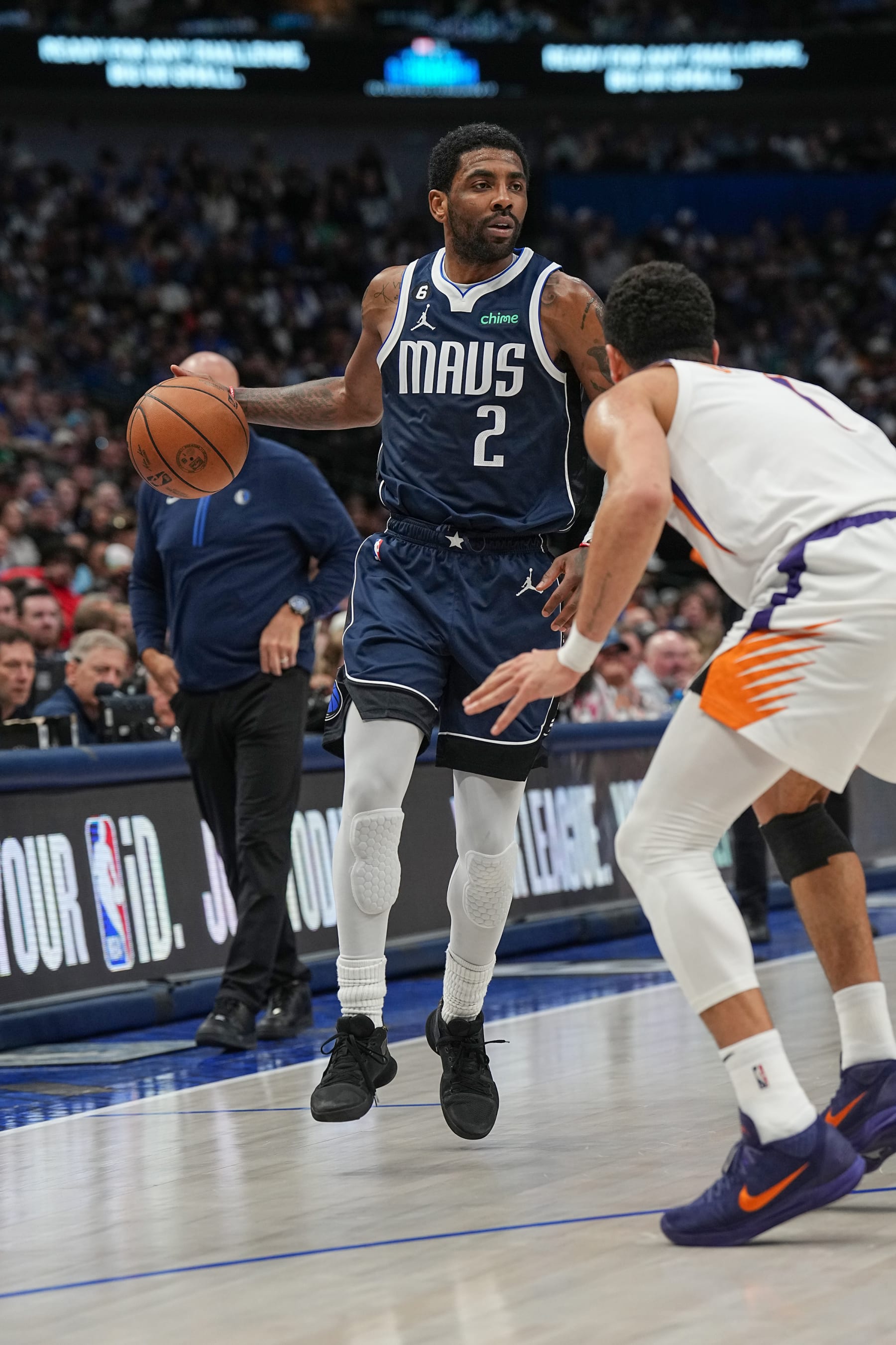 DALLAS, TX - MARCH 5:  Kyrie Irving #2 of the Dallas Mavericks goes to the basket during the game on March 5, 2023 at the American Airlines Center in Dallas, Texas. NOTE TO USER: User expressly acknowledges and agrees that, by downloading and or using this photograph, User is consenting to the terms and conditions of the Getty Images License Agreement. Mandatory Copyright Notice: Copyright 2023 NBAE (Photo by Glenn James/NBAE via Getty Images)