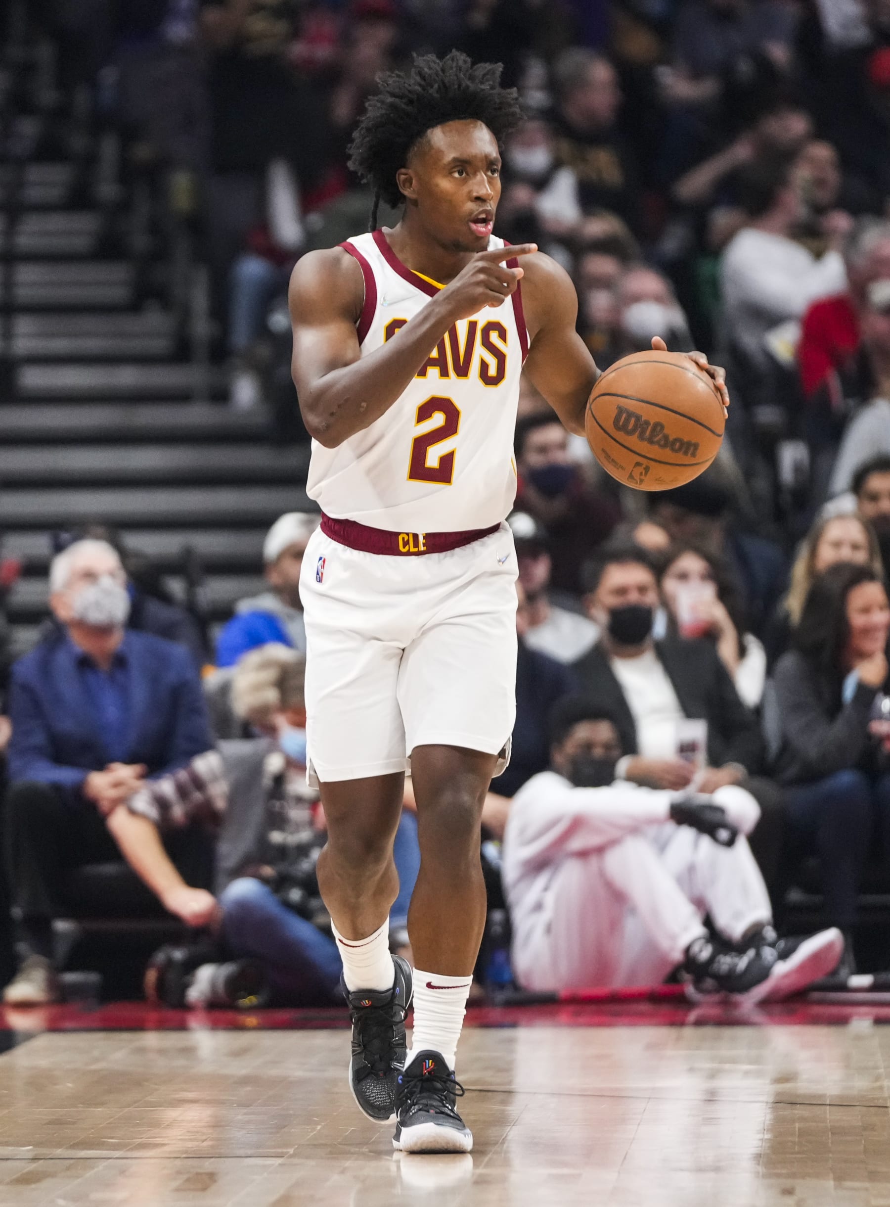 TORONTO, ON - NOVEMBER 5: Collin Sexton #2 of the Cleveland Cavaliers dribbles against the Toronto Raptors during the first half of their basketball game at the Scotiabank Arena on November 5, 2021 in Toronto, Ontario, Canada. NOTE TO USER: User expressly acknowledges and agrees that, by downloading and/or using this Photograph, NOTE TO USER: User  is consenting to the terms and conditions of the Getty Images License Agreement. (Photo by Mark Blinch/Getty Images)