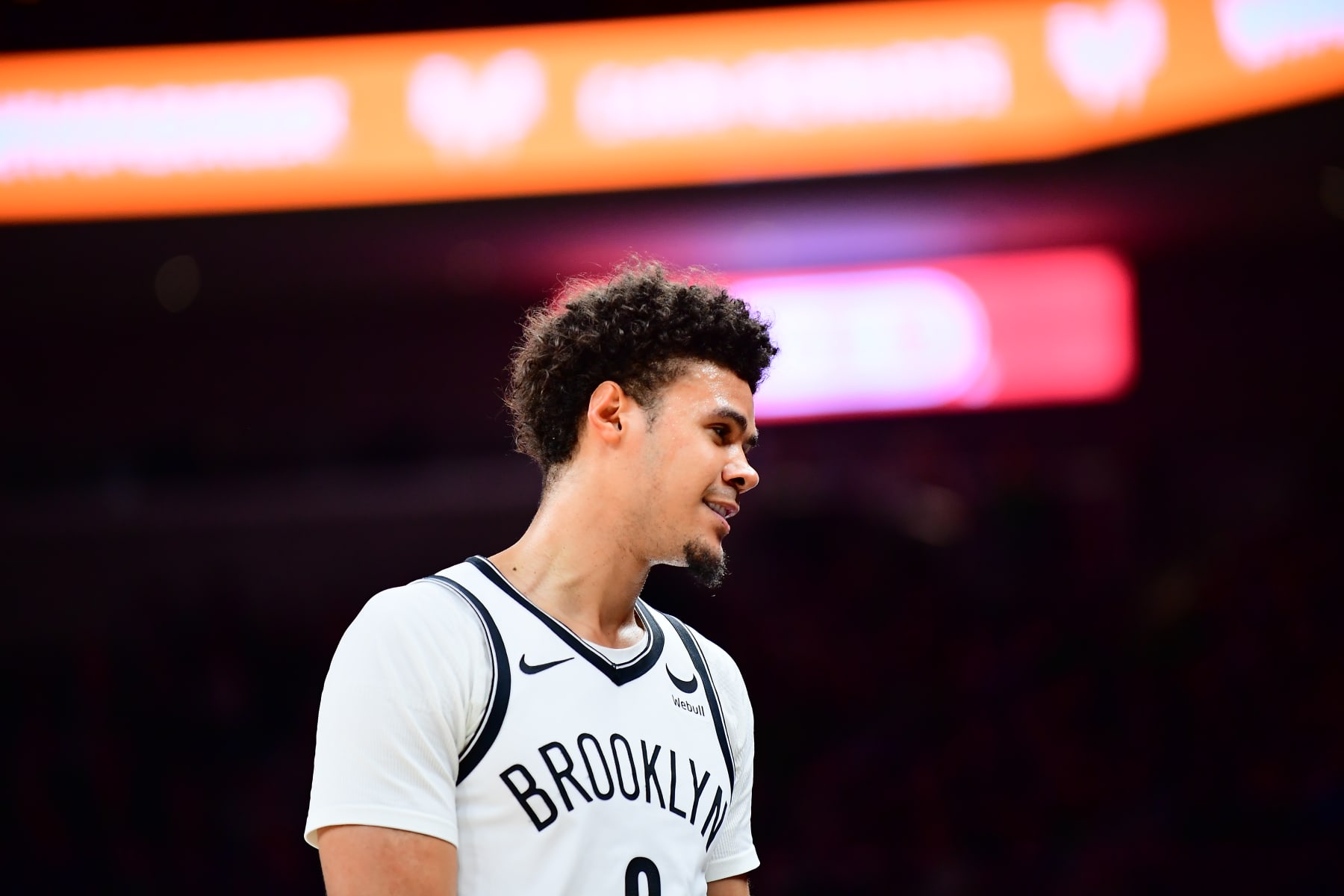 AUSTIN, TX - MARCH 17: Cameron Johnson #2 of the Brooklyn Nets looks on during the game against the San Antonio Spurs on March 17, 2024 at the Moody Center in Austin, Texas. NOTE TO USER: User expressly acknowledges and agrees that, by downloading and or using this photograph, user is consenting to the terms and conditions of the Getty Images License Agreement. Mandatory Copyright Notice: Copyright 2024 NBAE (Photos by Michael Gonzales/NBAE via Getty Images)