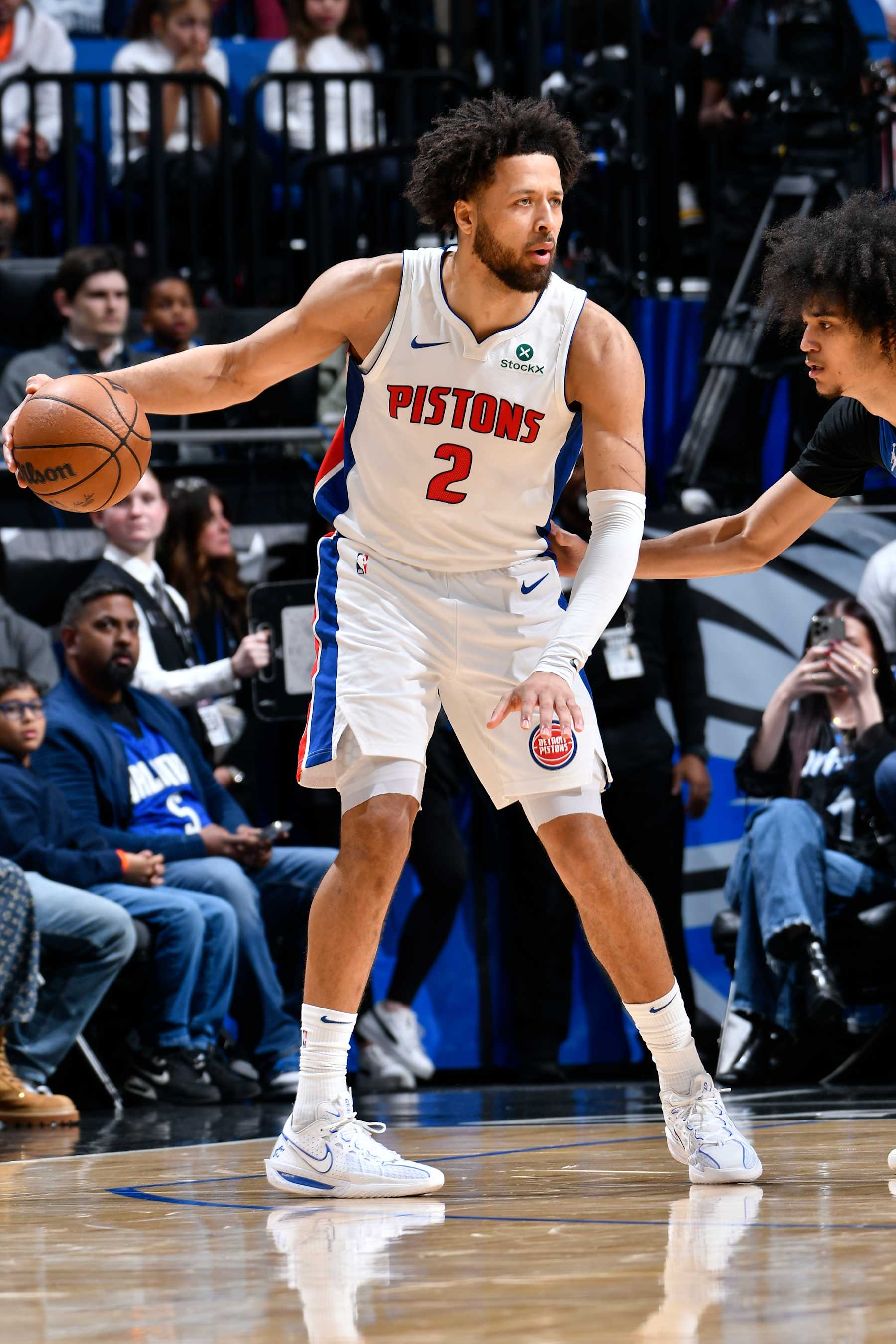ORLANDO, FL - JANUARY 25: Cade Cunningham #2 of the Detroit Pistons handles the ball during the game against the Orlando Magic on January 25, 2025 at Kia Center in Orlando, Florida. NOTE TO USER: User expressly acknowledges and agrees that, by downloading and or using this photograph, User is consenting to the terms and conditions of the Getty Images License Agreement. Mandatory Copyright Notice: Copyright 2025 NBAE (Photo by Fernando Medina/NBAE via Getty Images)